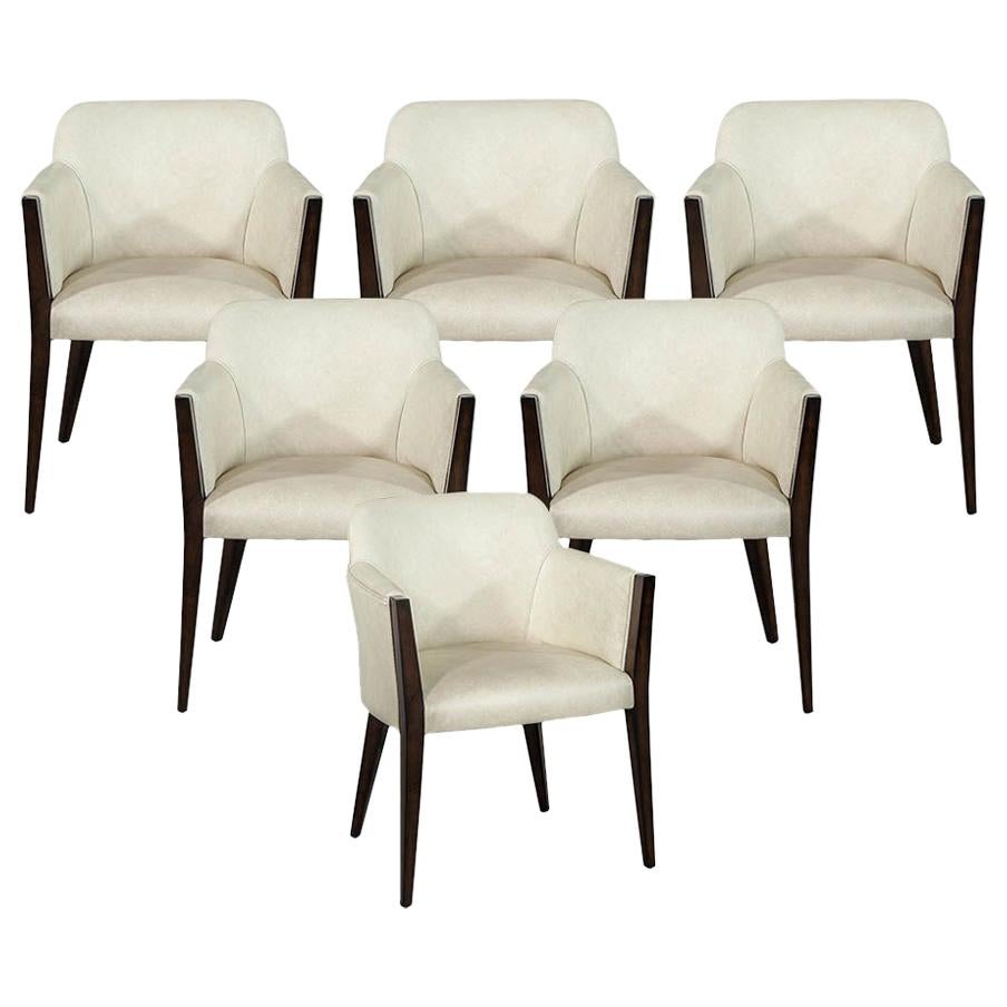 Set of 6 Custom Modern Leather Dining Chairs by Carrocel