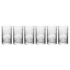 Juego de 6 Copas de Cristal Tallado Bola Alta Artículos de Bar Trago Largo Hechos a Mano en Italia