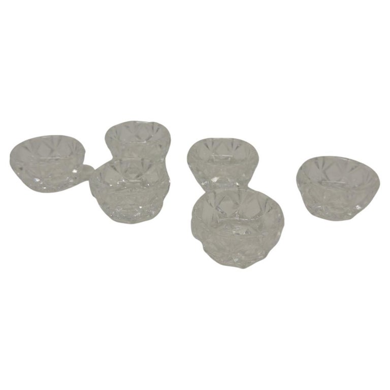 Set of '6' Cut Crystal Round Small Salt Cellars For Sale at 1stDibs