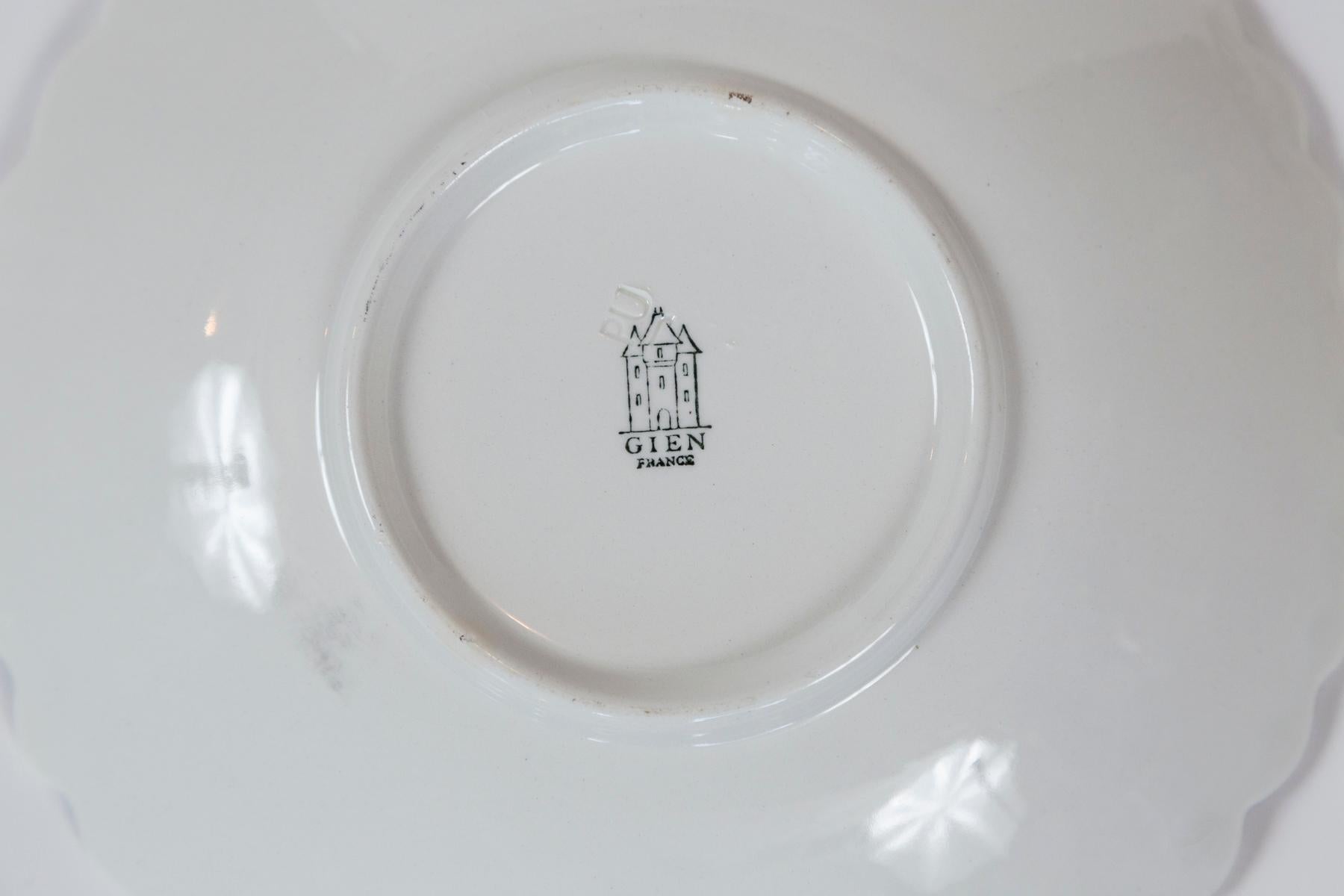 Ensemble de 6 assiettes à marguerite, Gien, France, vers 1950 2