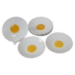 Vintage Set of 6 Daisy Plates, Gien, France, circa 1950