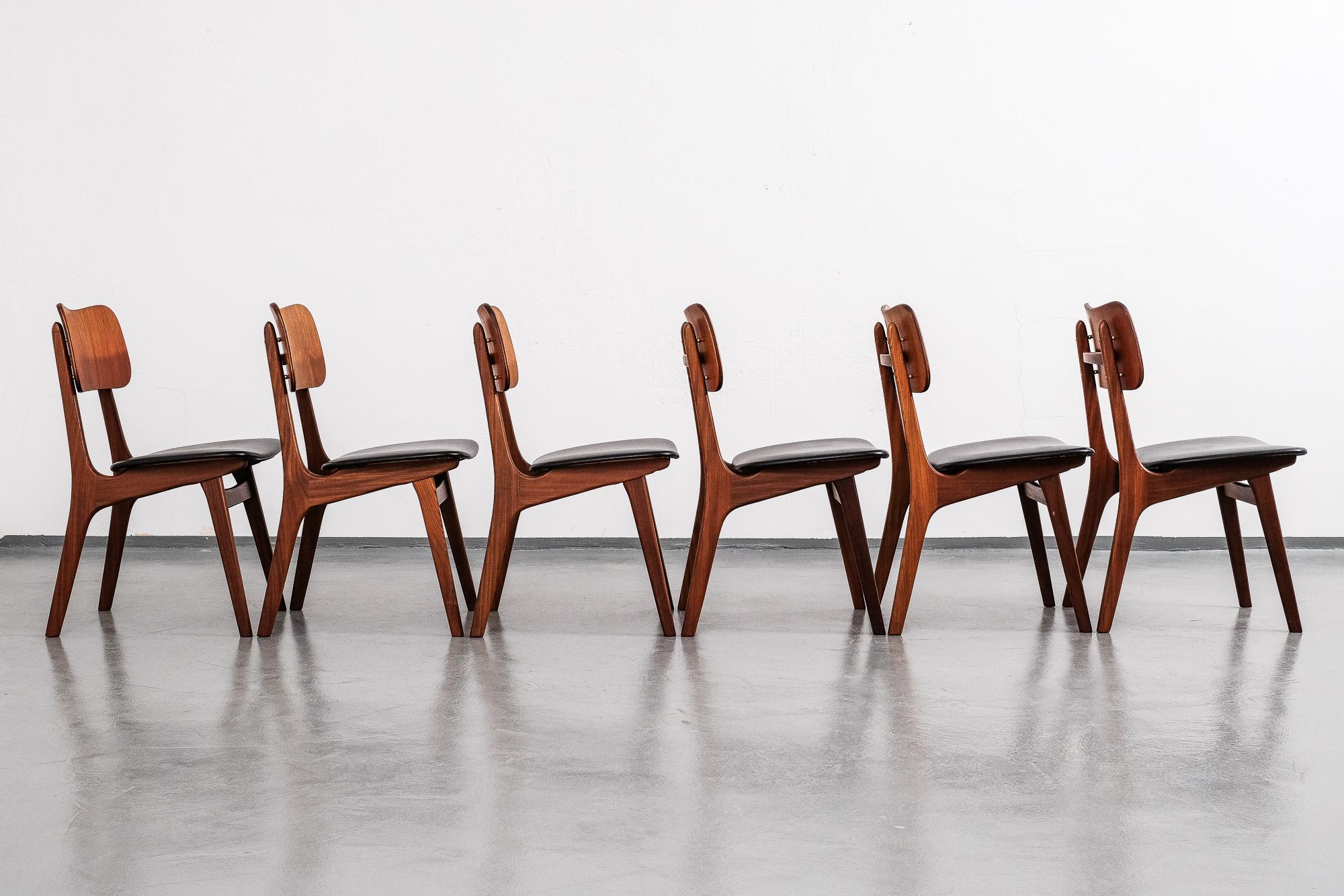 Brass Set of 6 Danish Boltinge Teak Dining Chairs, 1960s