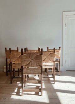 Set of 6 danish dining 1920 wicker chairs