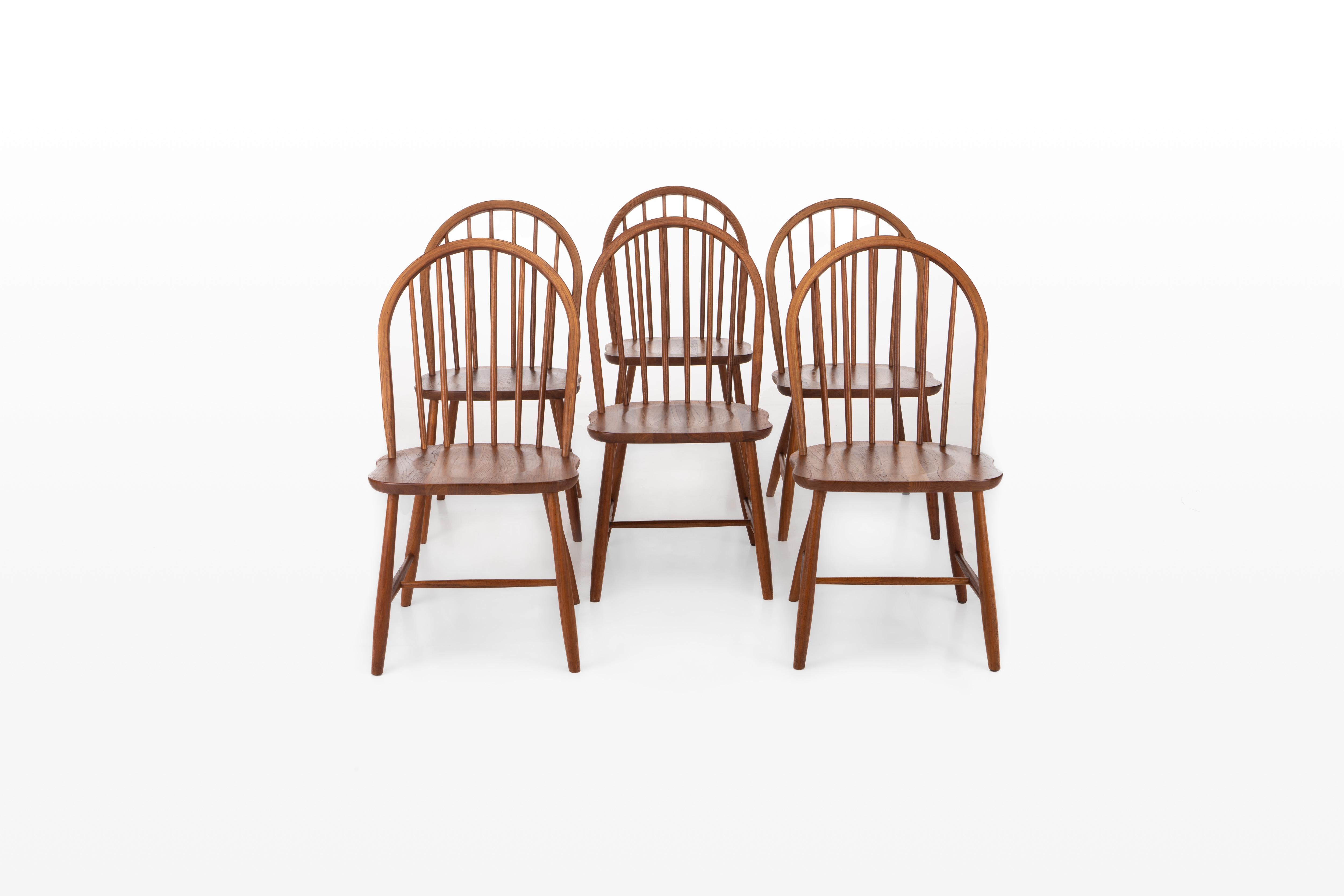 20th Century Set of 6 Danish Dining Chairs by Erik Ole Jørgensen for Tarm Stole & Mobelfabrik For Sale