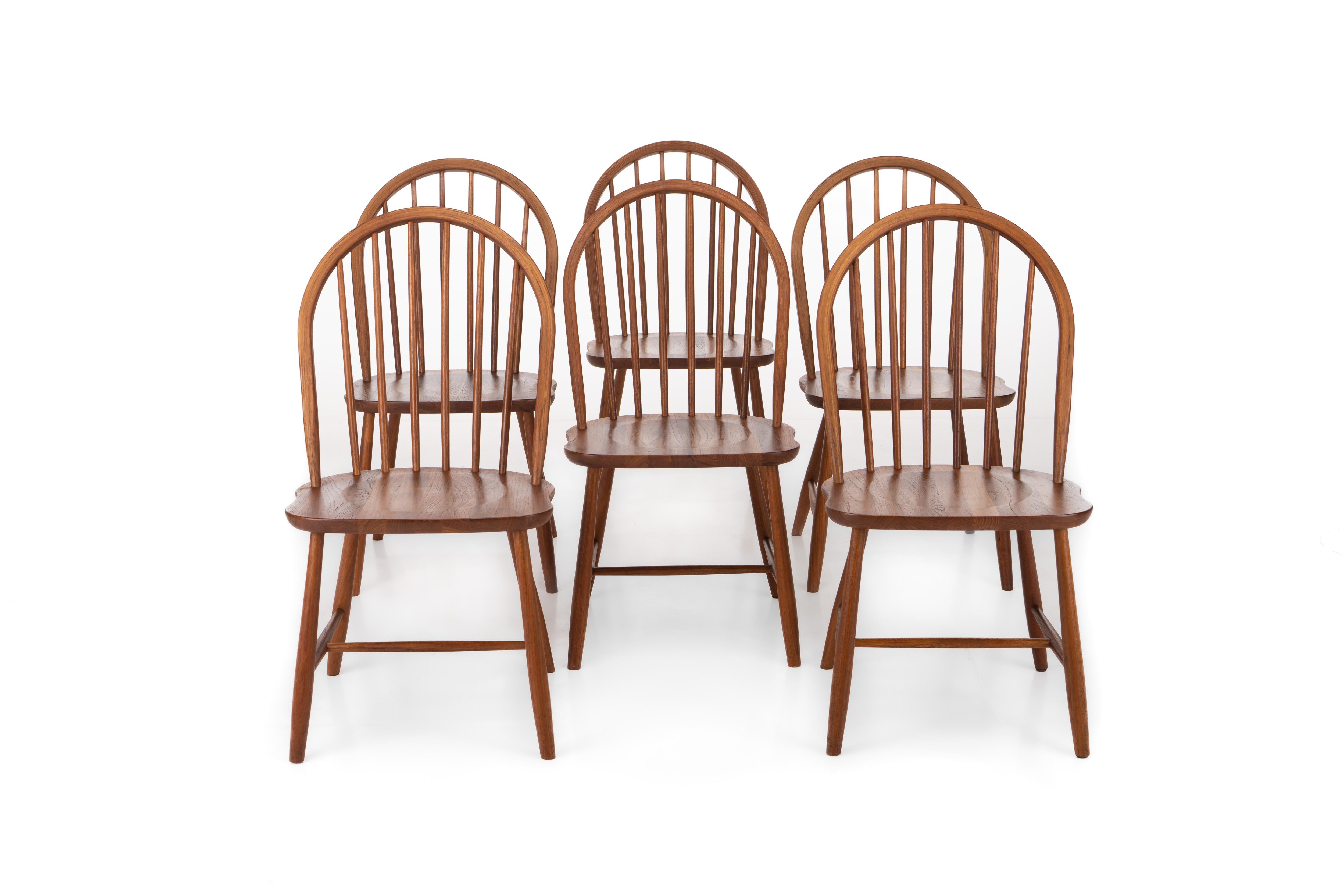 Teak Set of 6 Danish Dining Chairs by Erik Ole Jørgensen for Tarm Stole & Mobelfabrik