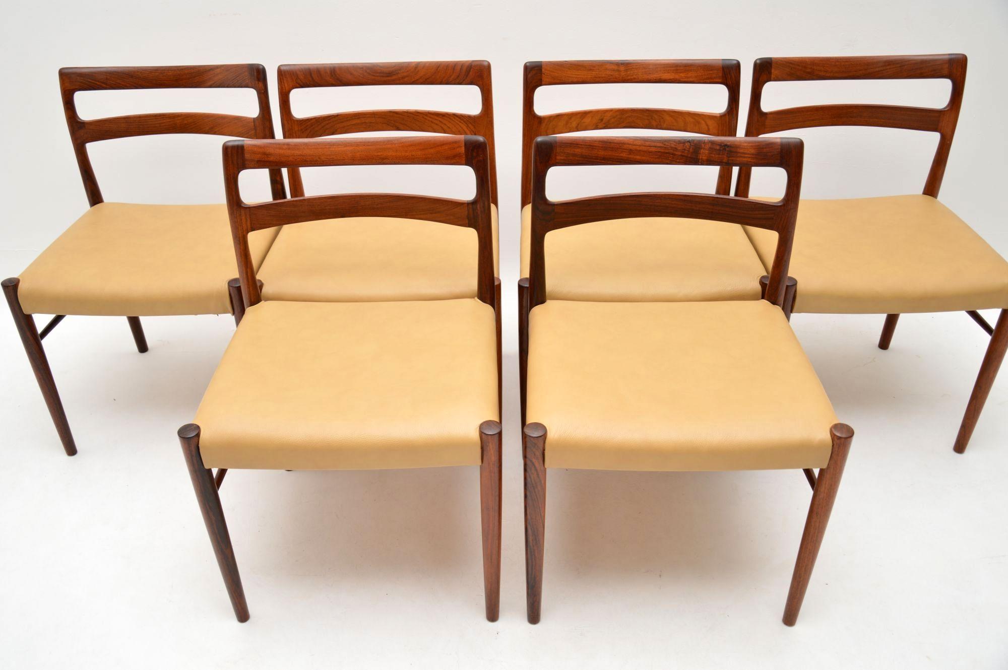 Leather Set of 6 Danish Dining Chairs by Soren Willasden