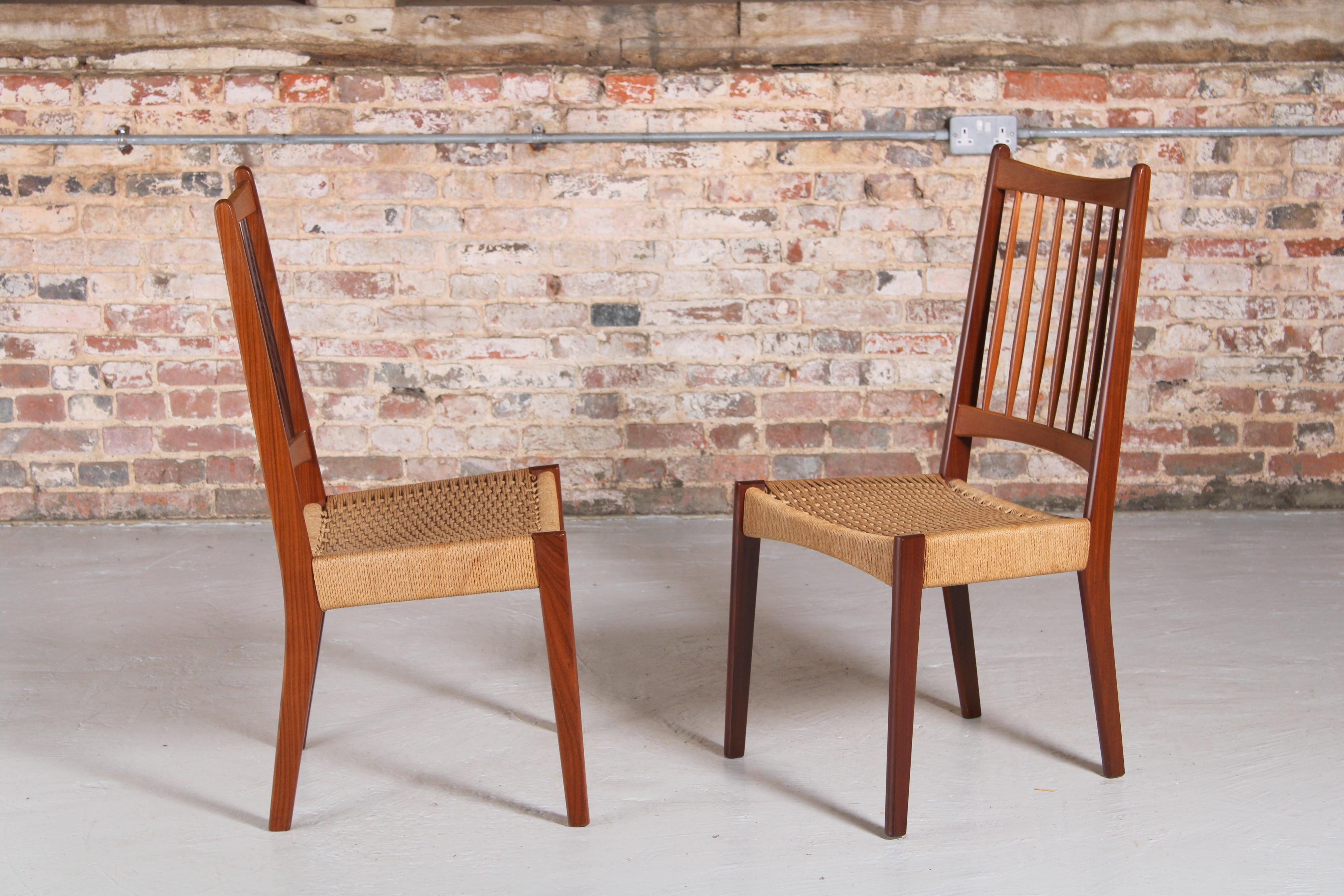 Set of 6 Danish Dining Chairs with papercord seats by Arne Hovmand-Olsen for Mog 2