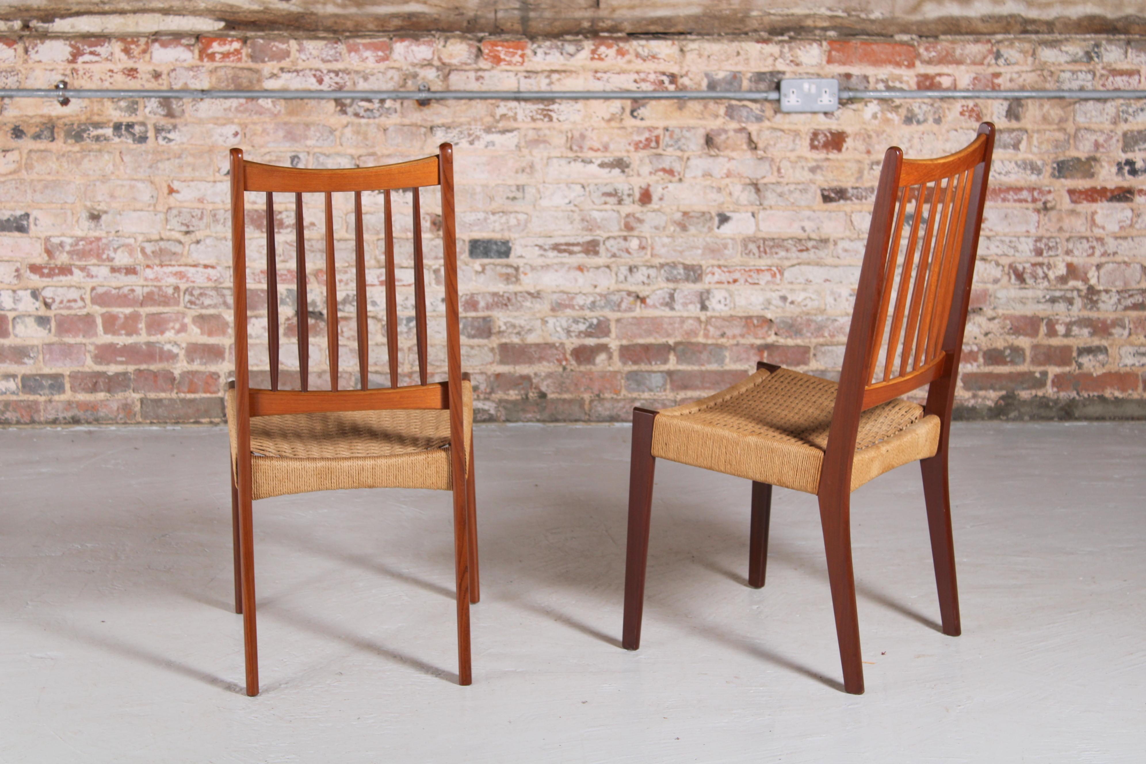 Set of 6 Danish Dining Chairs with papercord seats by Arne Hovmand-Olsen for Mog 3