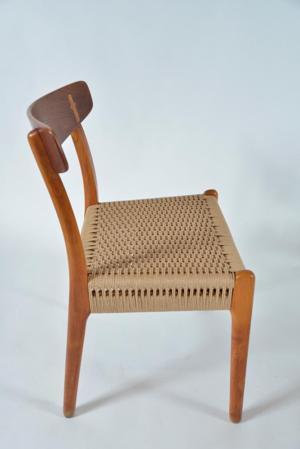 Set di 6 sedie da pranzo danesi Hans Wegner CH-23 in Beeche e Teak Carl Hansen 1950s in vendita 3