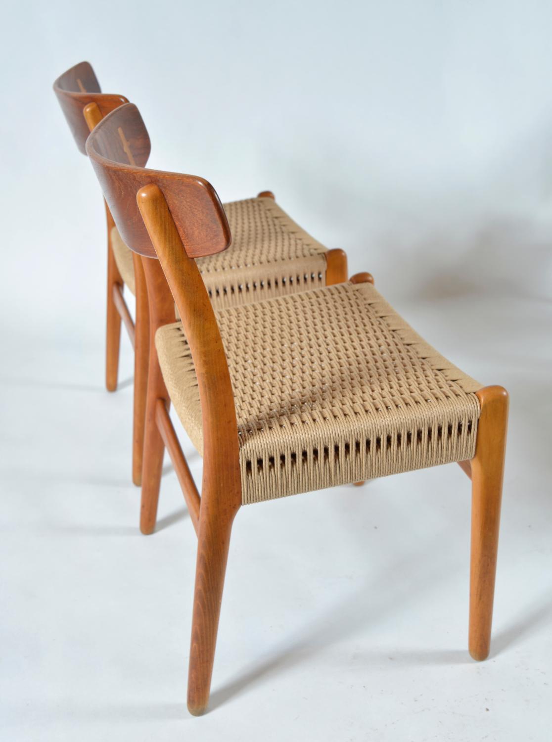 Set di 6 sedie da pranzo danesi Hans Wegner CH-23 in Beeche e Teak Carl Hansen 1950s In condizioni buone in vendita a Sherborne, Dorset