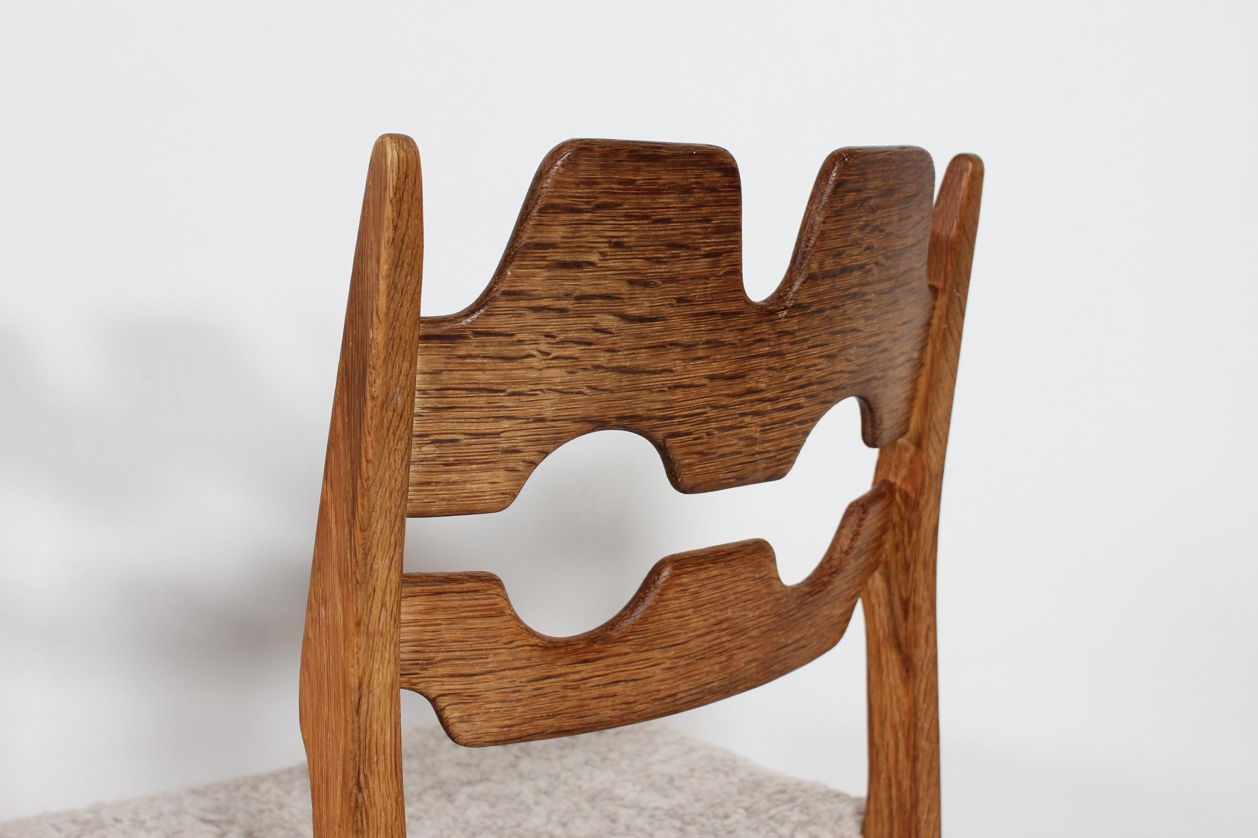 Set of 6 Danish Henning Kjærnulf Razor Blade Chairs of Oak + New Sheepskin 1970s For Sale 5