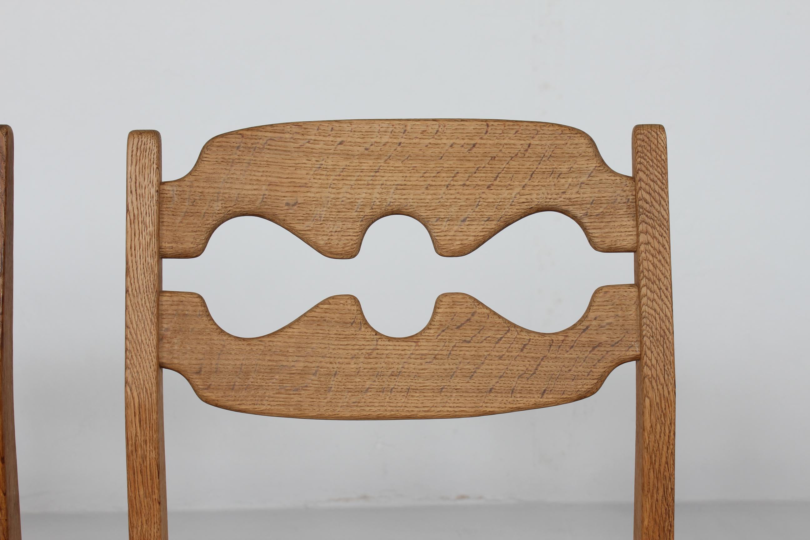 Woodwork Set of 6 Danish Henning Kjærnulf Razor Blade Chairs of Oak + New Sheepskin 1970s