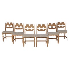 Set of 6 Danish Henning Kjærnulf Razor Blade Chairs of Oak + New Sheepskin 1970s