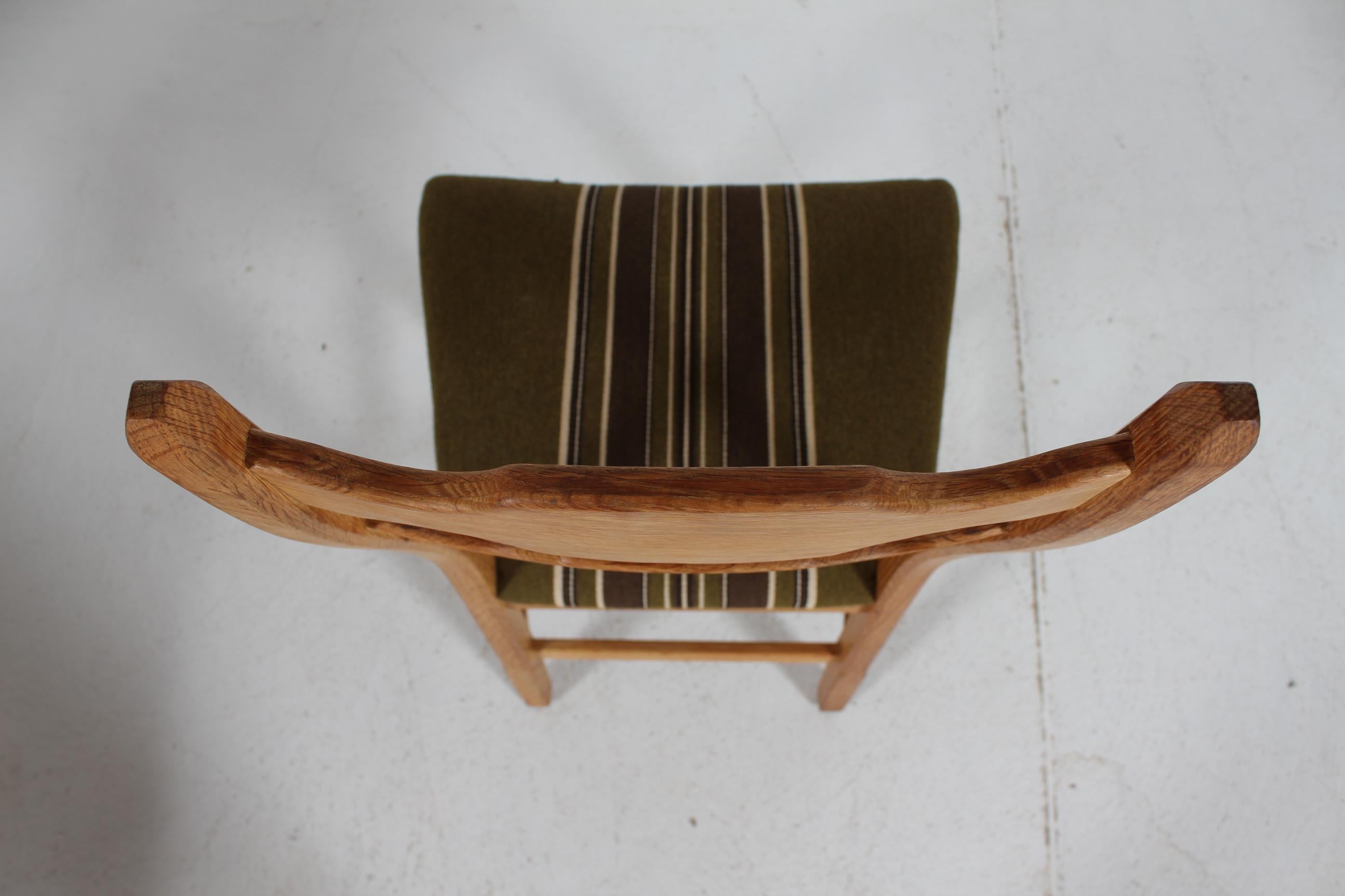 Set of 6 Danish Henning Kjærnulf Razor Blade Chairs of Oak + Original Wool 1970s For Sale 5