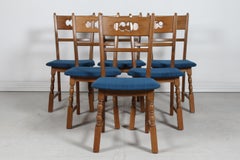 Ensemble de 6 chaises de salle à manger danoises de style Henning Kjærnulf en Oak foncé, années 1970