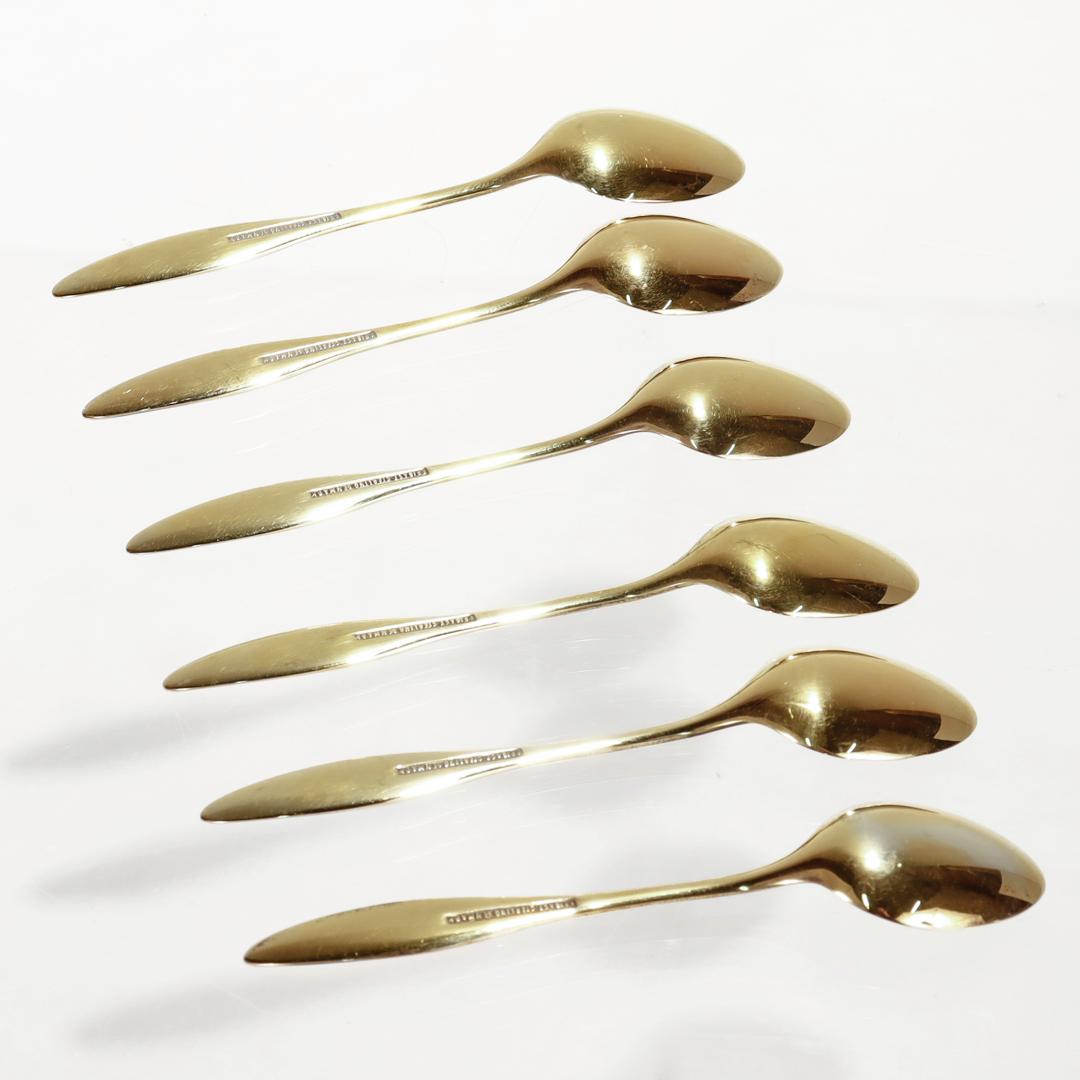 Set of 6 Danish Mid-Century Gilt & Enameled Sterling Silver Demitasse Spoons  5