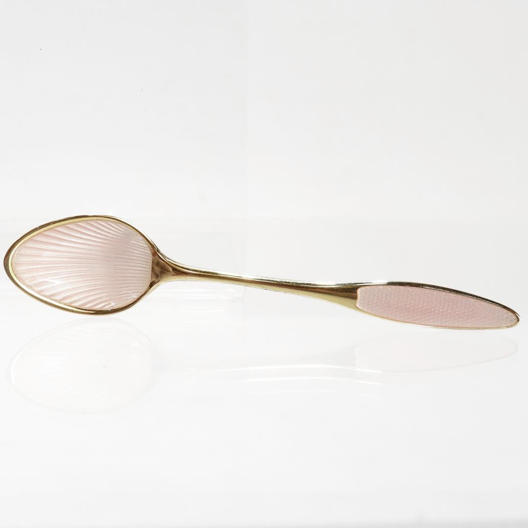 Set of 6 Danish Mid-Century Gilt & Enameled Sterling Silver Demitasse Spoons  8