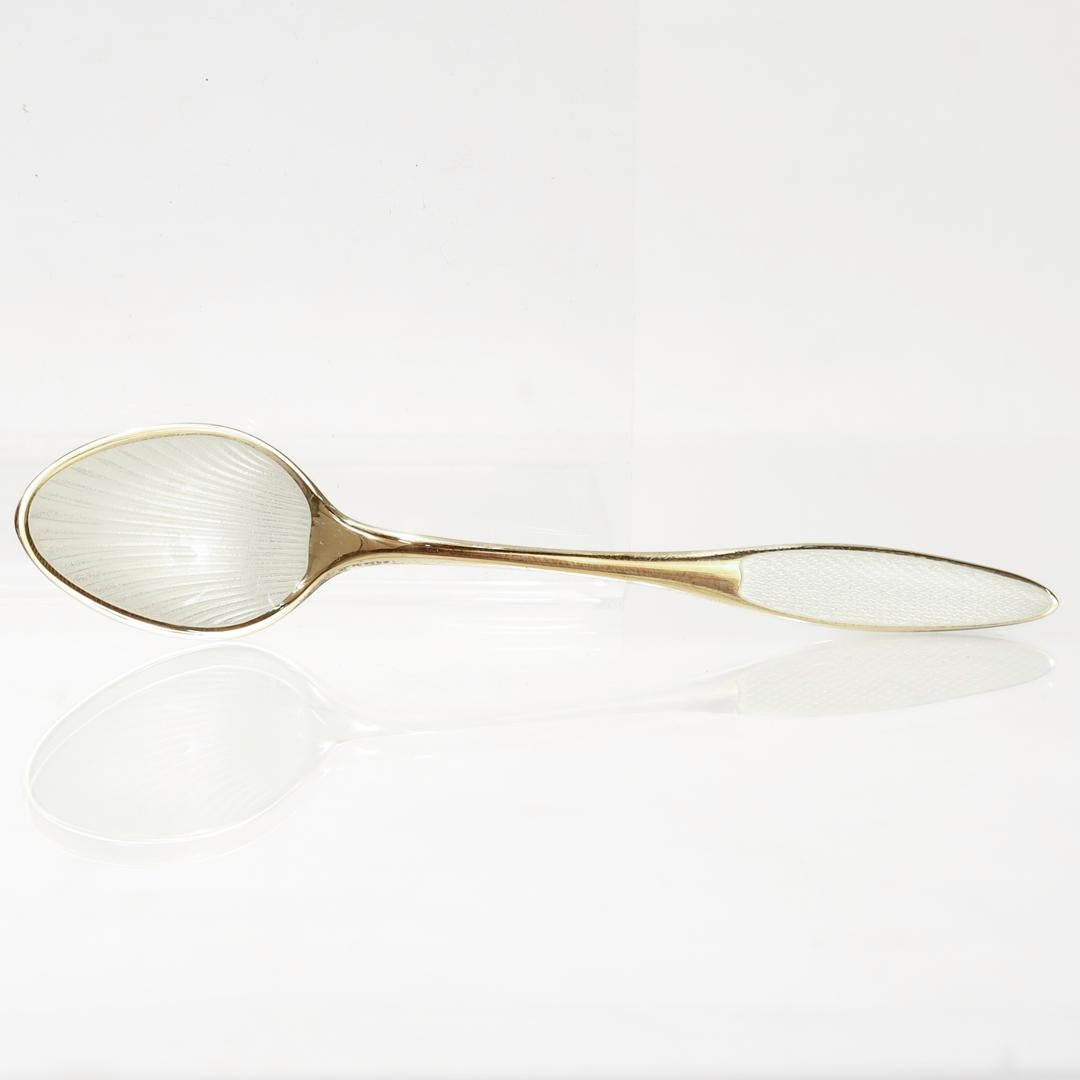 Set of 6 Danish Mid-Century Gilt & Enameled Sterling Silver Demitasse Spoons  11