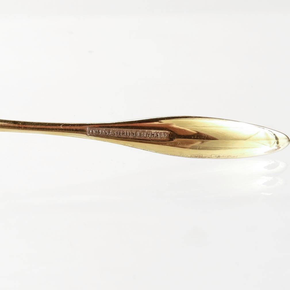Set of 6 Danish Mid-Century Gilt & Enameled Sterling Silver Demitasse Spoons  14