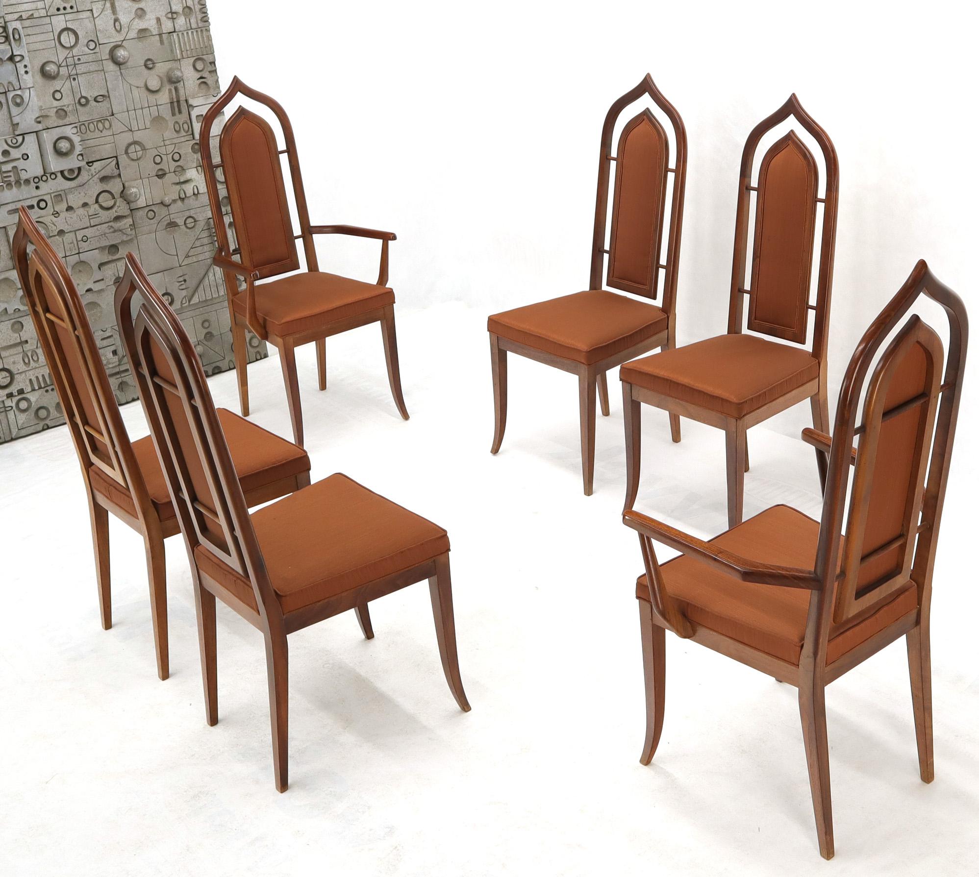 Set of 6 Danish Mid-Century Modern Dining Chairs Dome Shape Back Oiled Walnut For Sale 2