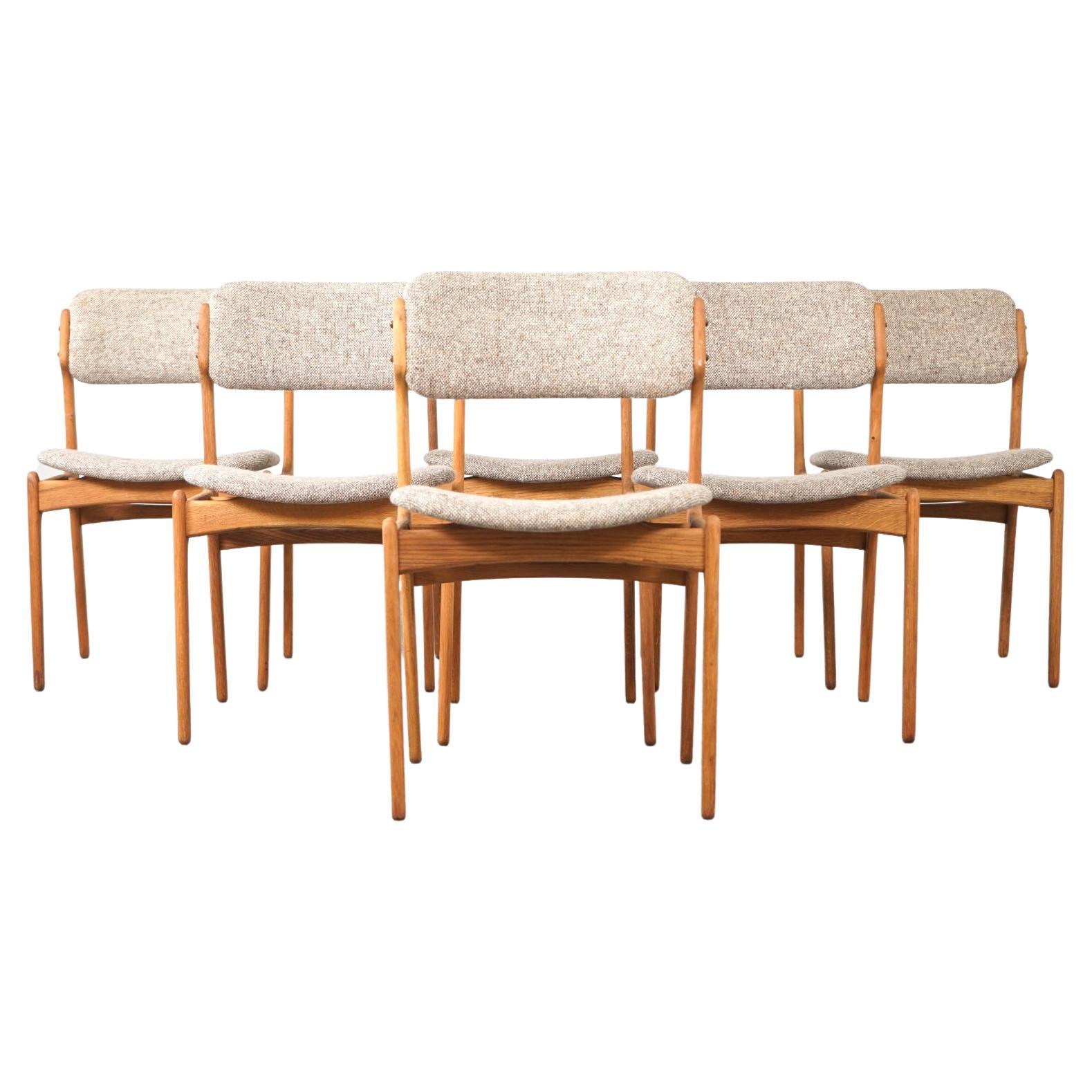 Set of 6 Danish Mid-Century Modern "Model 49" Oak Dining Chairs by Erik Buch