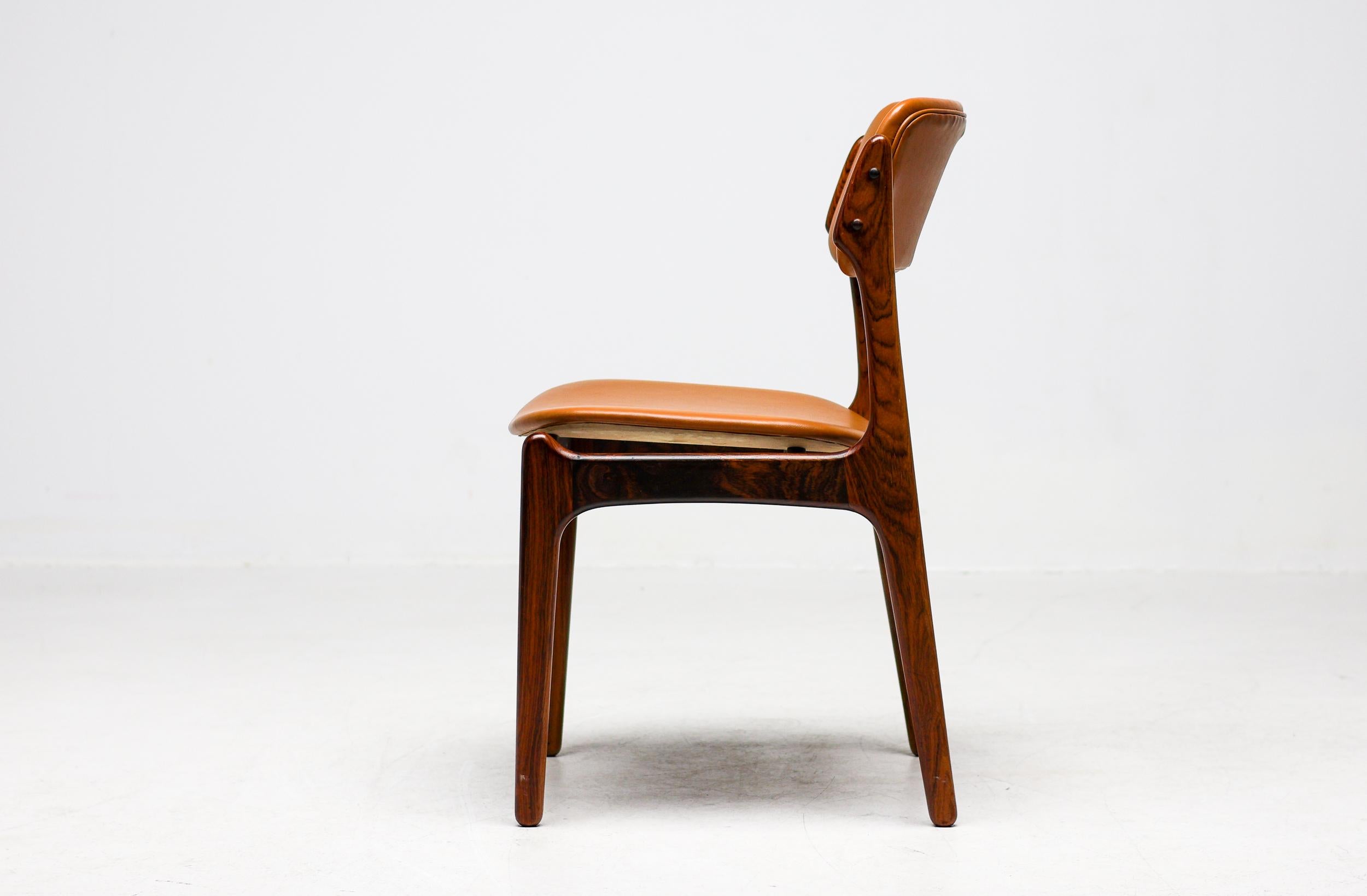 Set of 6 Danish Mid Century Modern Model 49 Rosewood Dining Chairs by Erik Buch For Sale 5