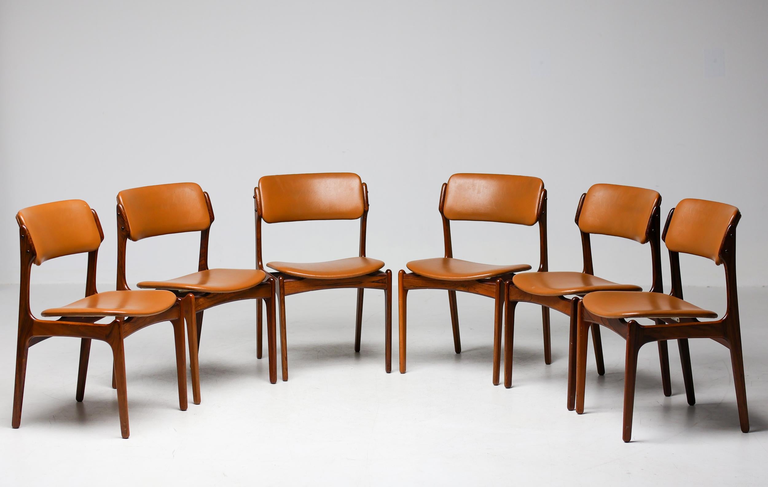 Set of 6 Danish Mid Century Modern Model 49 Rosewood Dining Chairs by Erik Buch For Sale 9