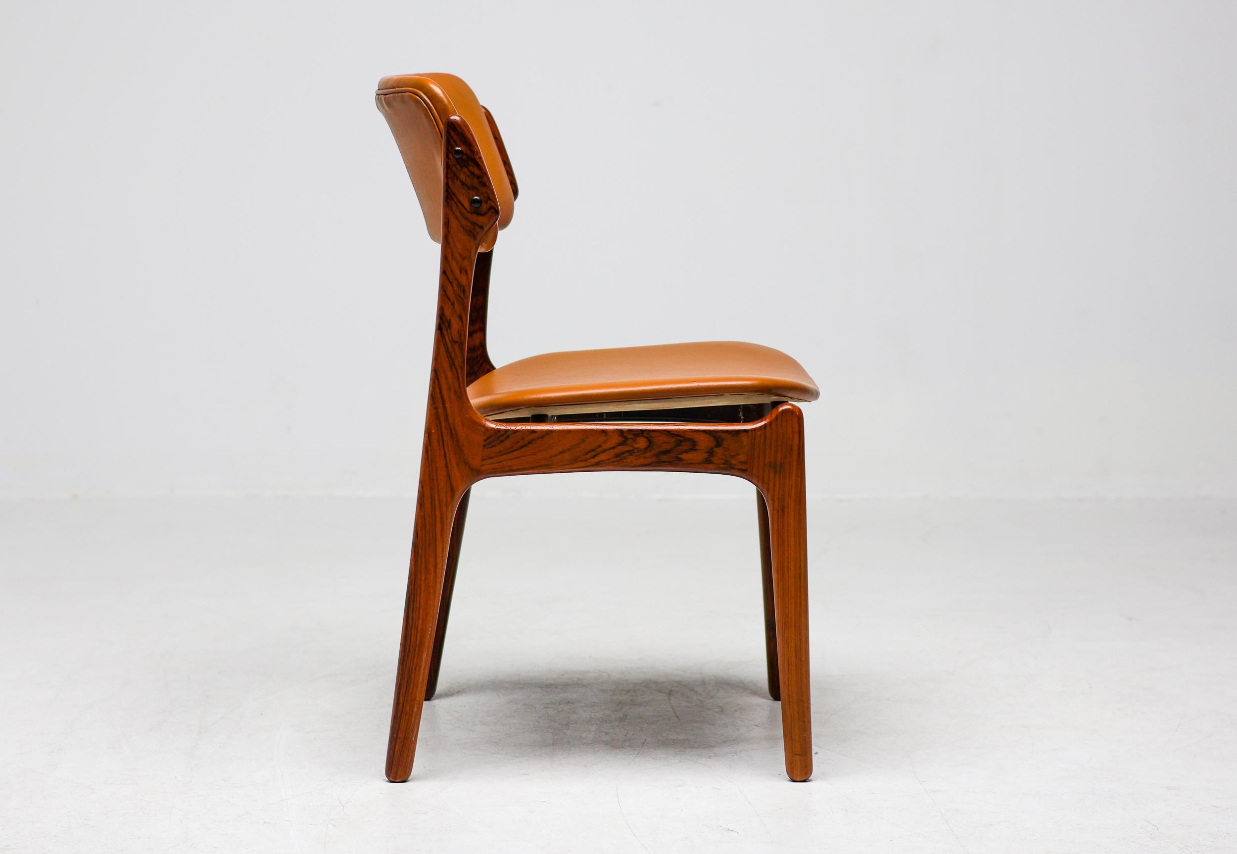Mid-Century Modern Set of 6 Danish Mid Century Modern Model 49 Rosewood Dining Chairs by Erik Buch For Sale