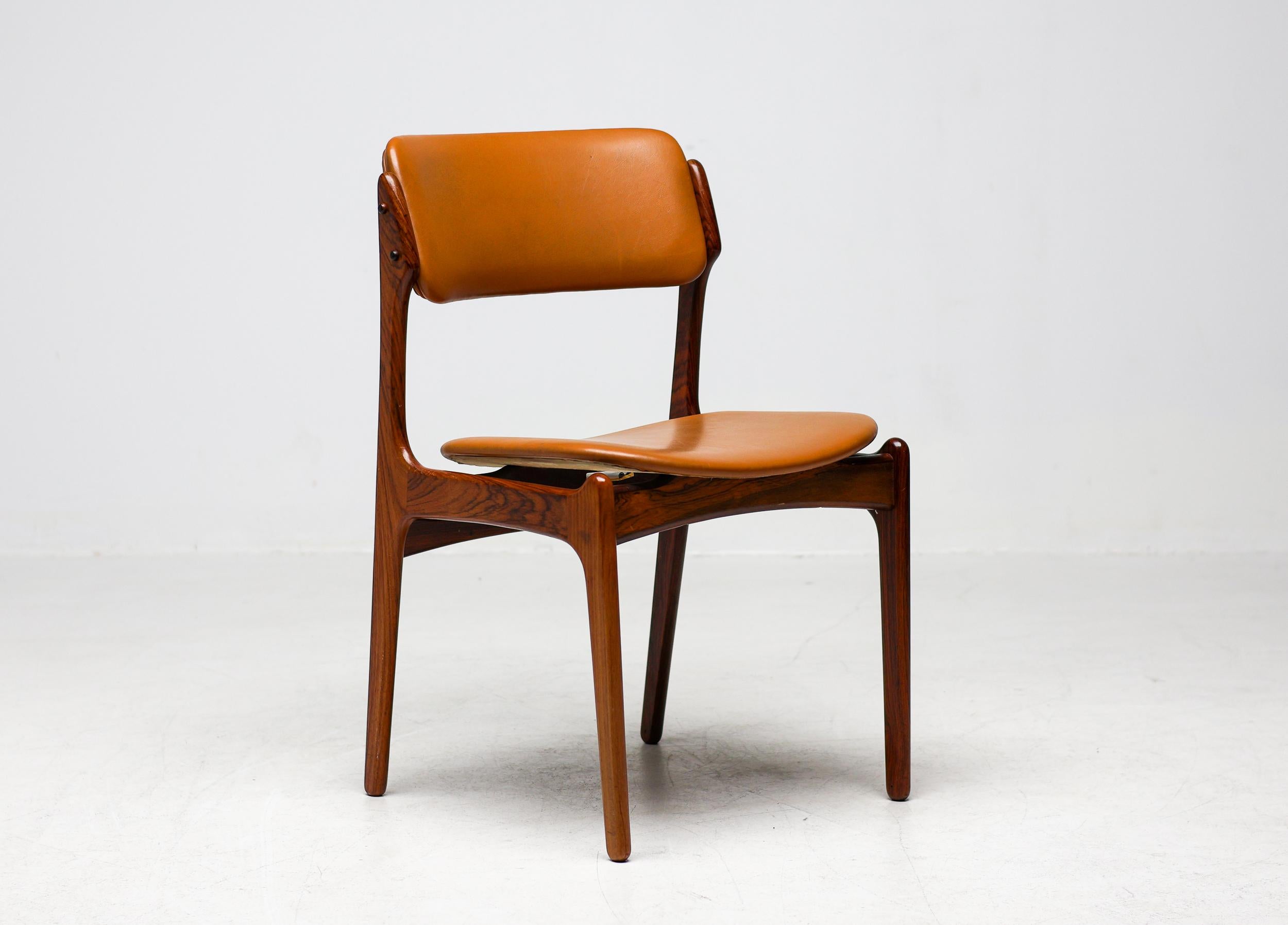 Set of 6 Danish Mid Century Modern Model 49 Rosewood Dining Chairs by Erik Buch For Sale 1