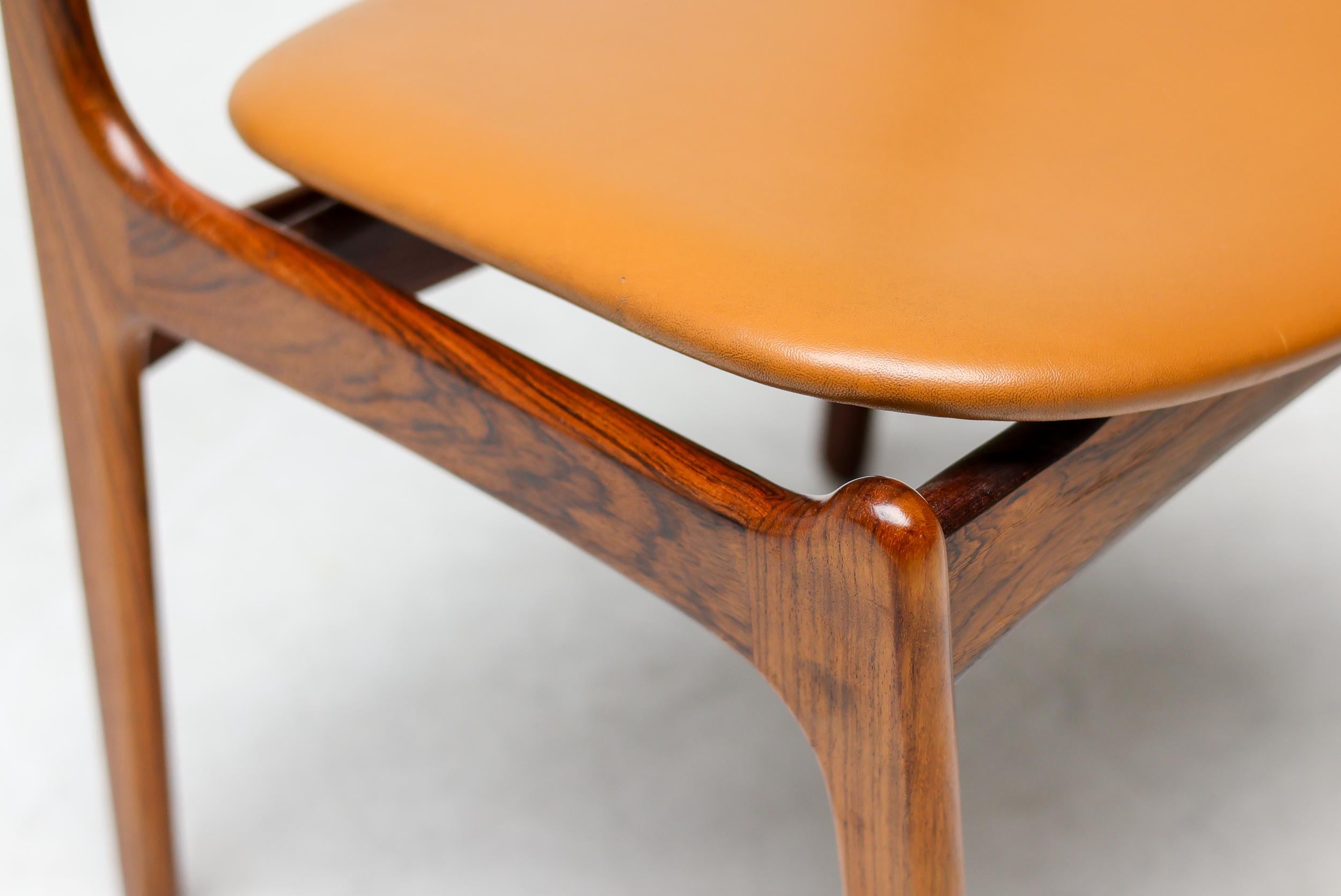 Set of 6 Danish Mid Century Modern Model 49 Rosewood Dining Chairs by Erik Buch For Sale 2