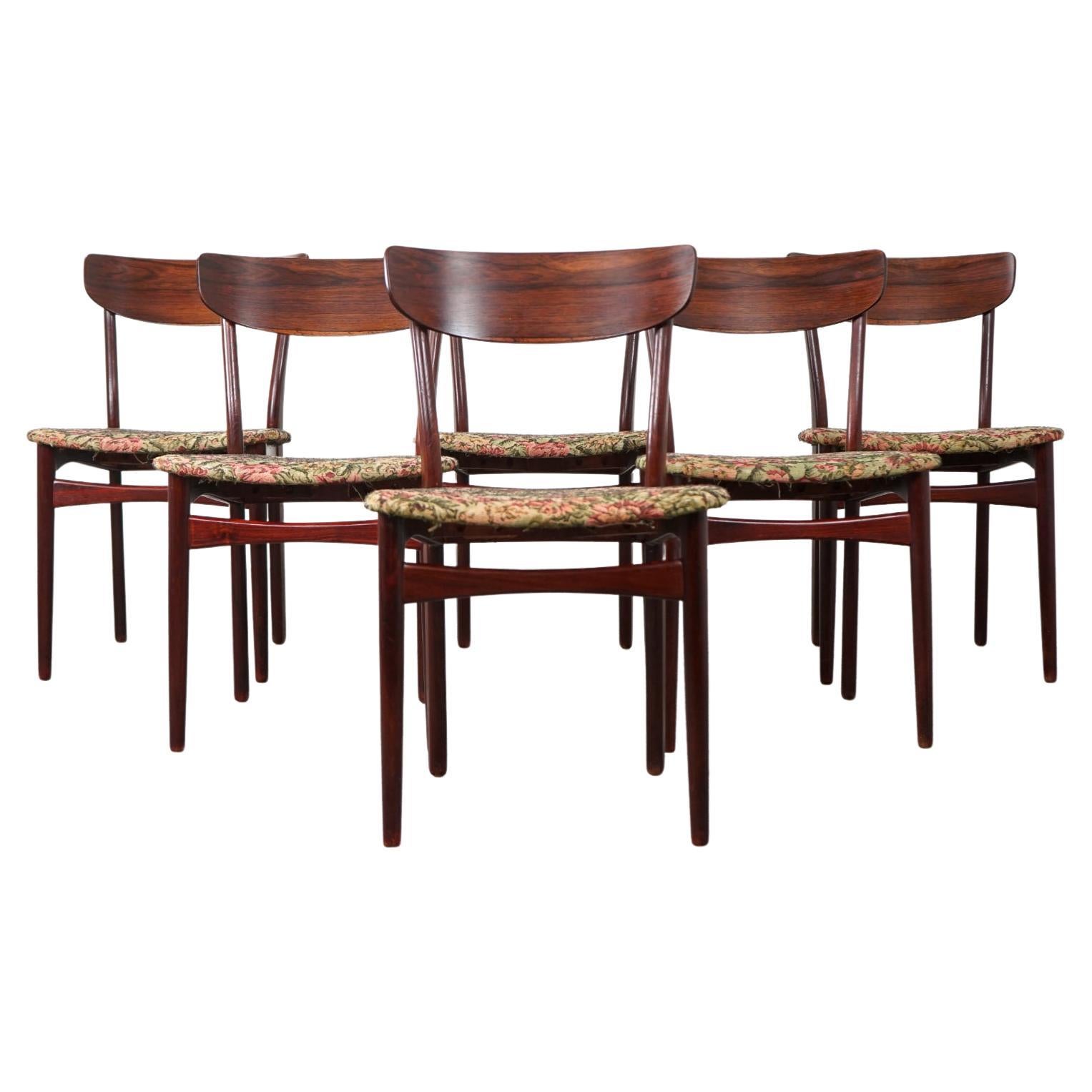 Set of 6 Danish Mid-Century Modern Rosewood Dining Chairs