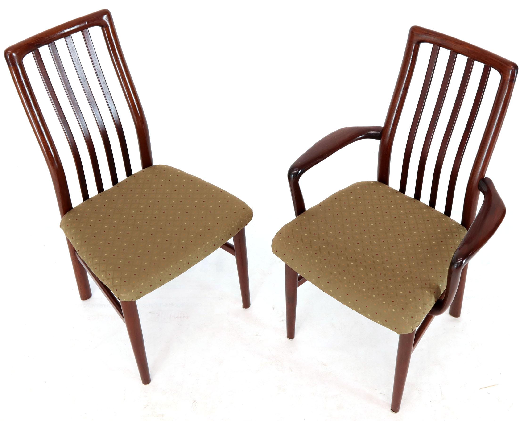 Lacquered Set of 6 Danish Mid-Century Modern Rosewood Dining Chairs Two Armchairs