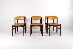 Set of 6 Danish Mid-Century Rosewood Dining Chairs with Yellow Skai, 1960s