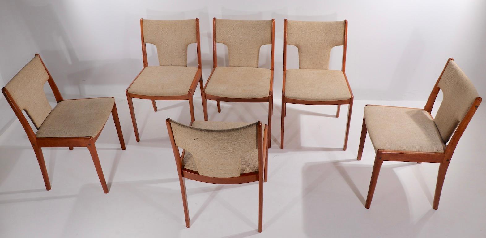 Set of 6 Danish Modern Dining Chairs in Teak Poss, D-Scan 3