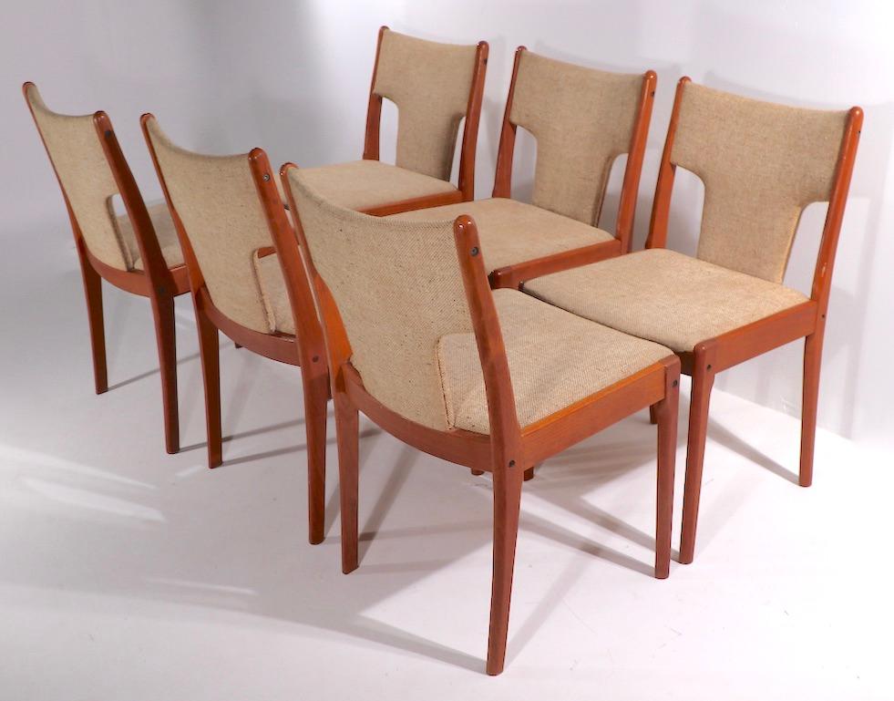 Set of 6 Danish Modern Dining Chairs in Teak Poss, D-Scan 4