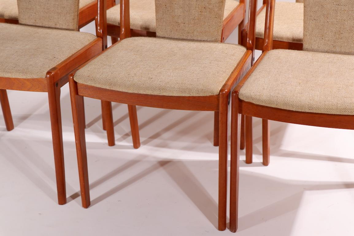 Upholstery Set of 6 Danish Modern Dining Chairs in Teak Poss, D-Scan
