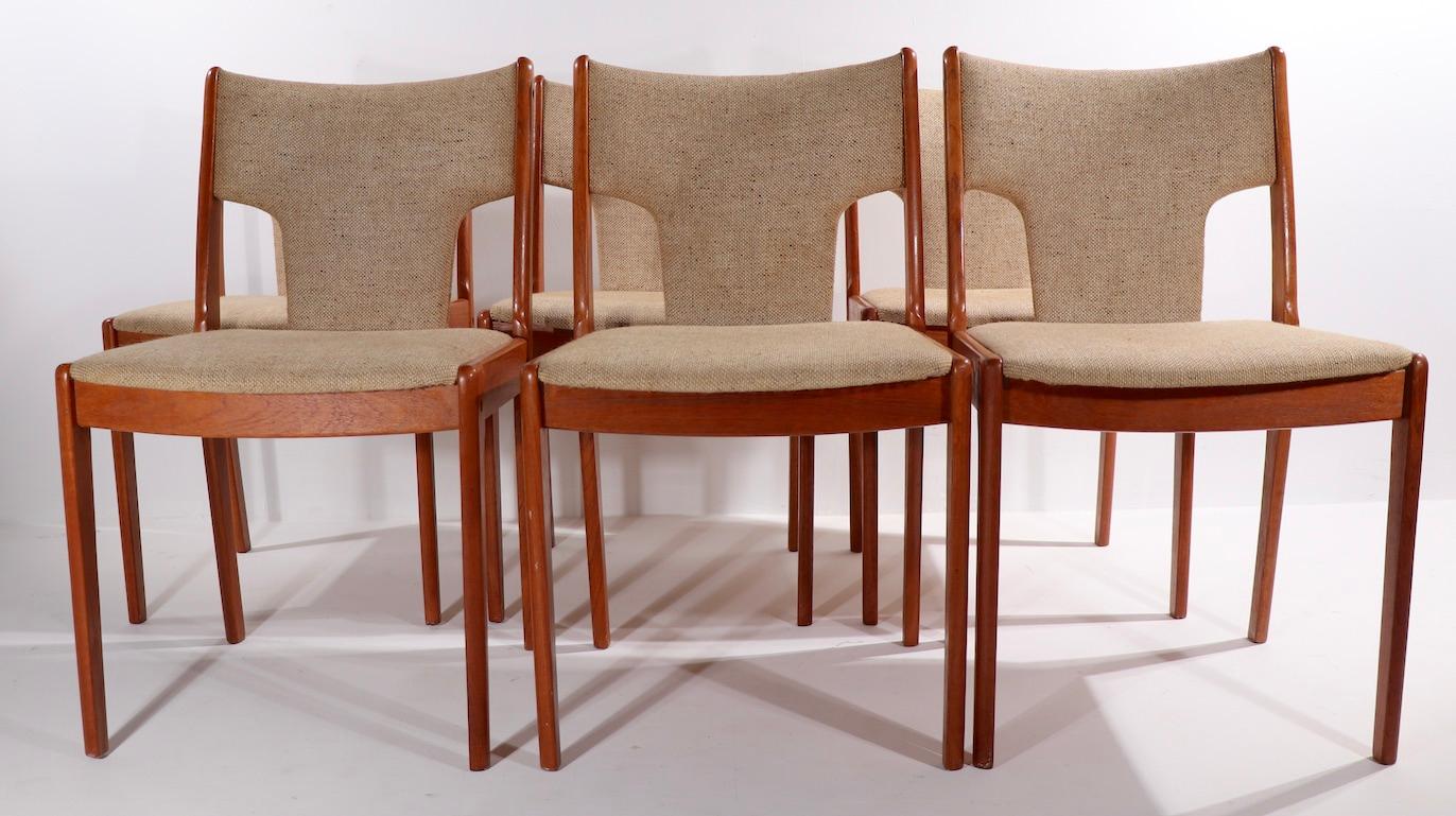 Set of 6 Danish Modern Dining Chairs in Teak Poss, D-Scan 1