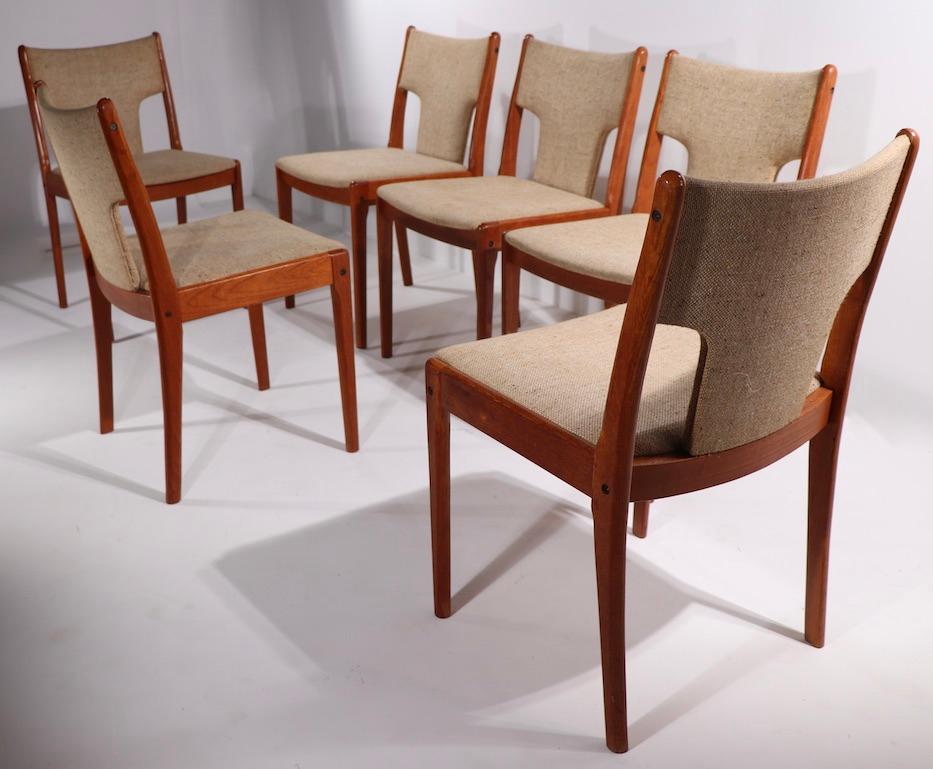 Set of 6 Danish Modern Dining Chairs in Teak Poss, D-Scan 2