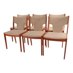 Vintage Set of 6 Danish Modern Dining Chairs in Teak Poss, D-Scan