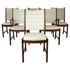 Set of 6 Danish Modern Dining Chairs with Leather Upholstery