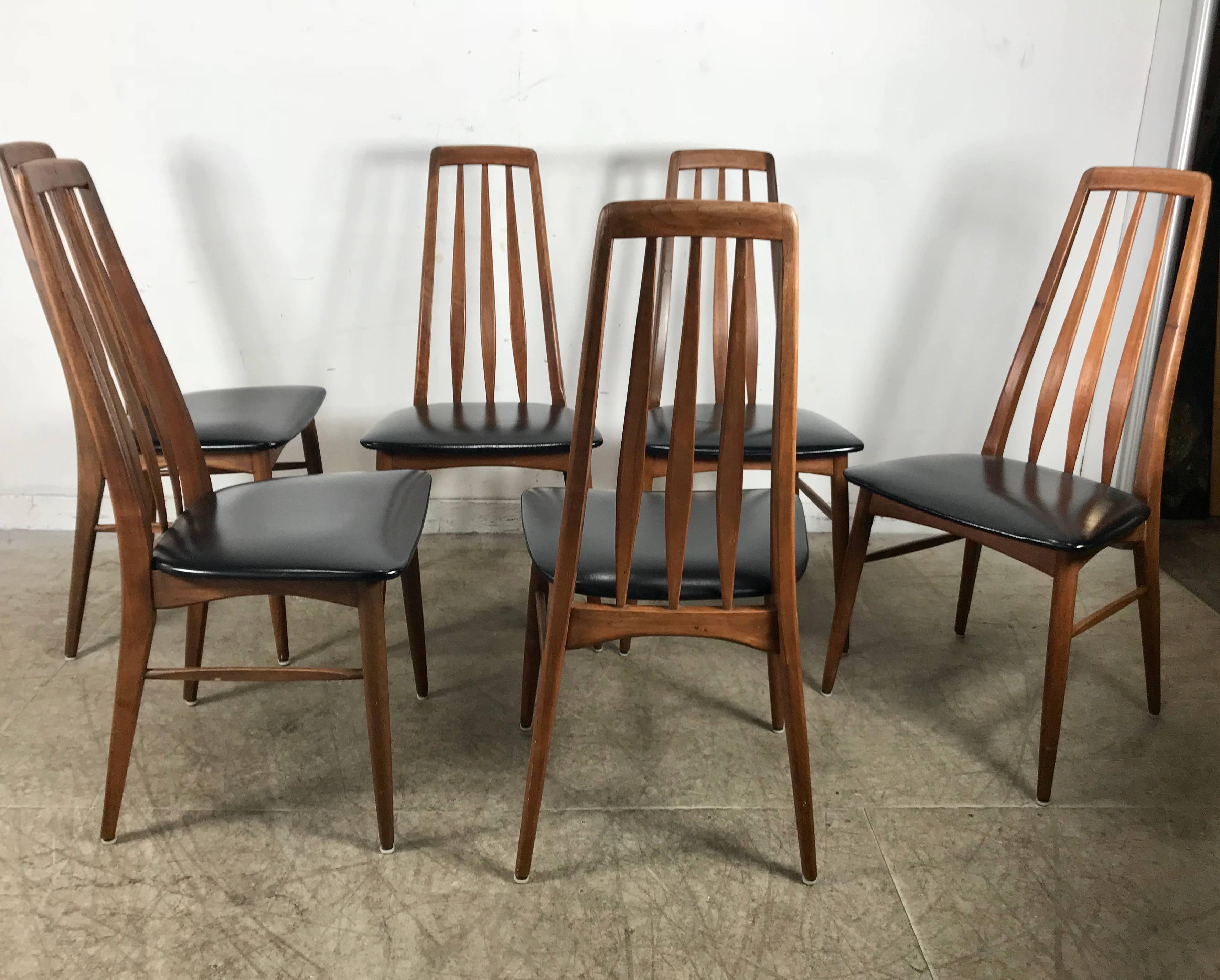Set of six Danish chairs designed by Niels Kofoed, model Eva for Koefoed Hornlest.