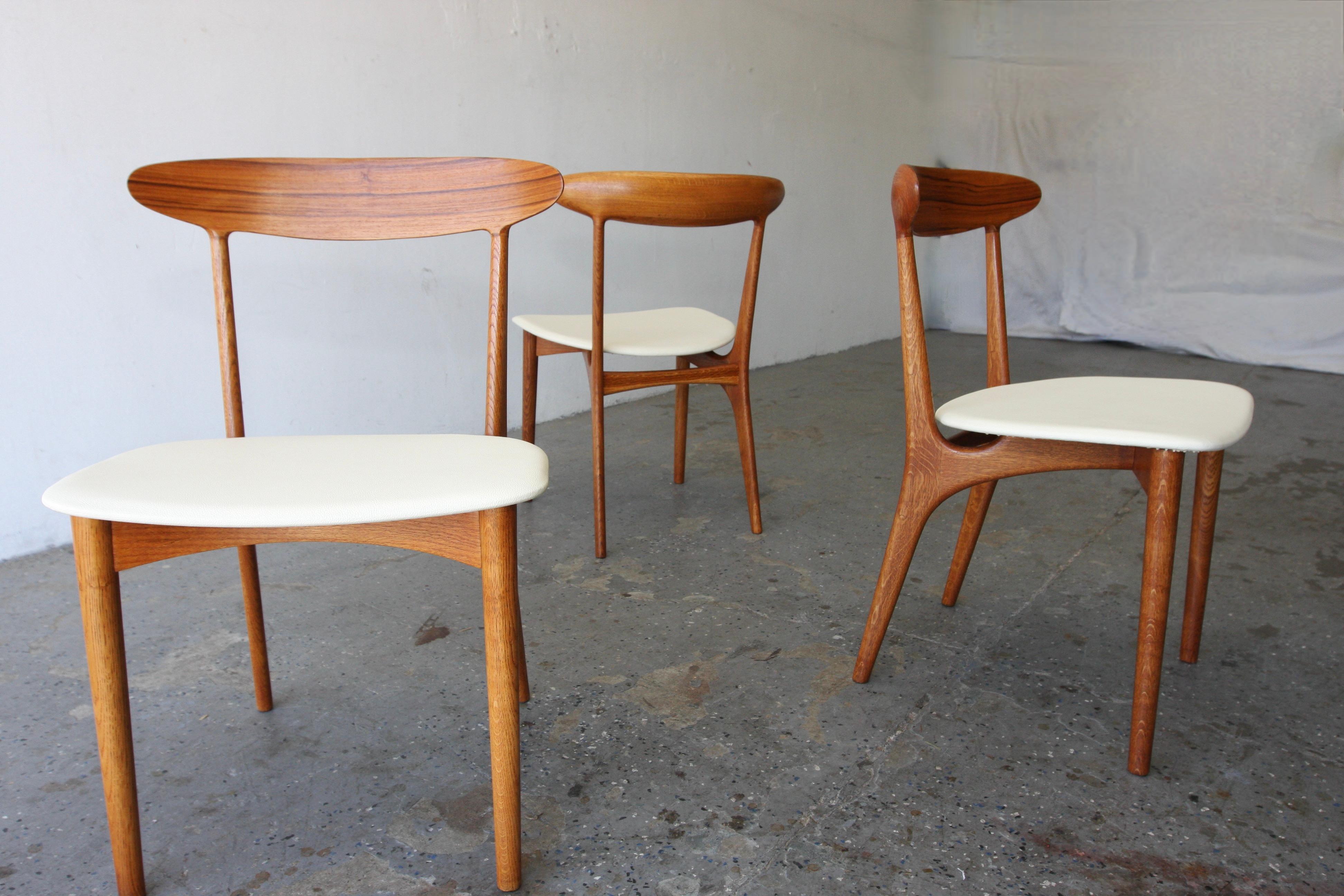 Faux Leather Set of 6  Danish Modern Kurt Østervig Teak Dining Chairs