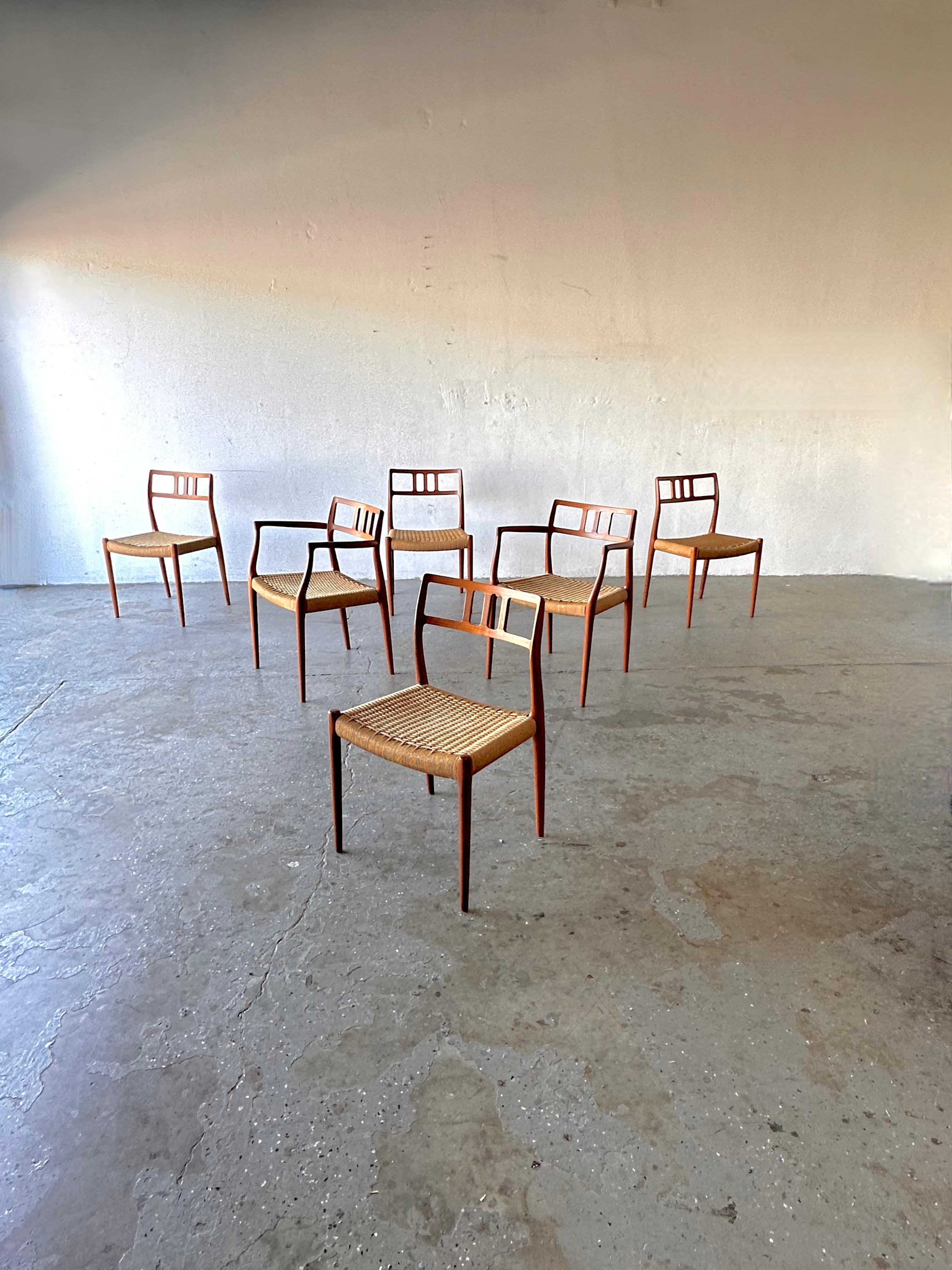 Mid-20th Century Set of 6  Danish Modern  Niels Moller for J.L. Moller Chairs, Model 79 and 64