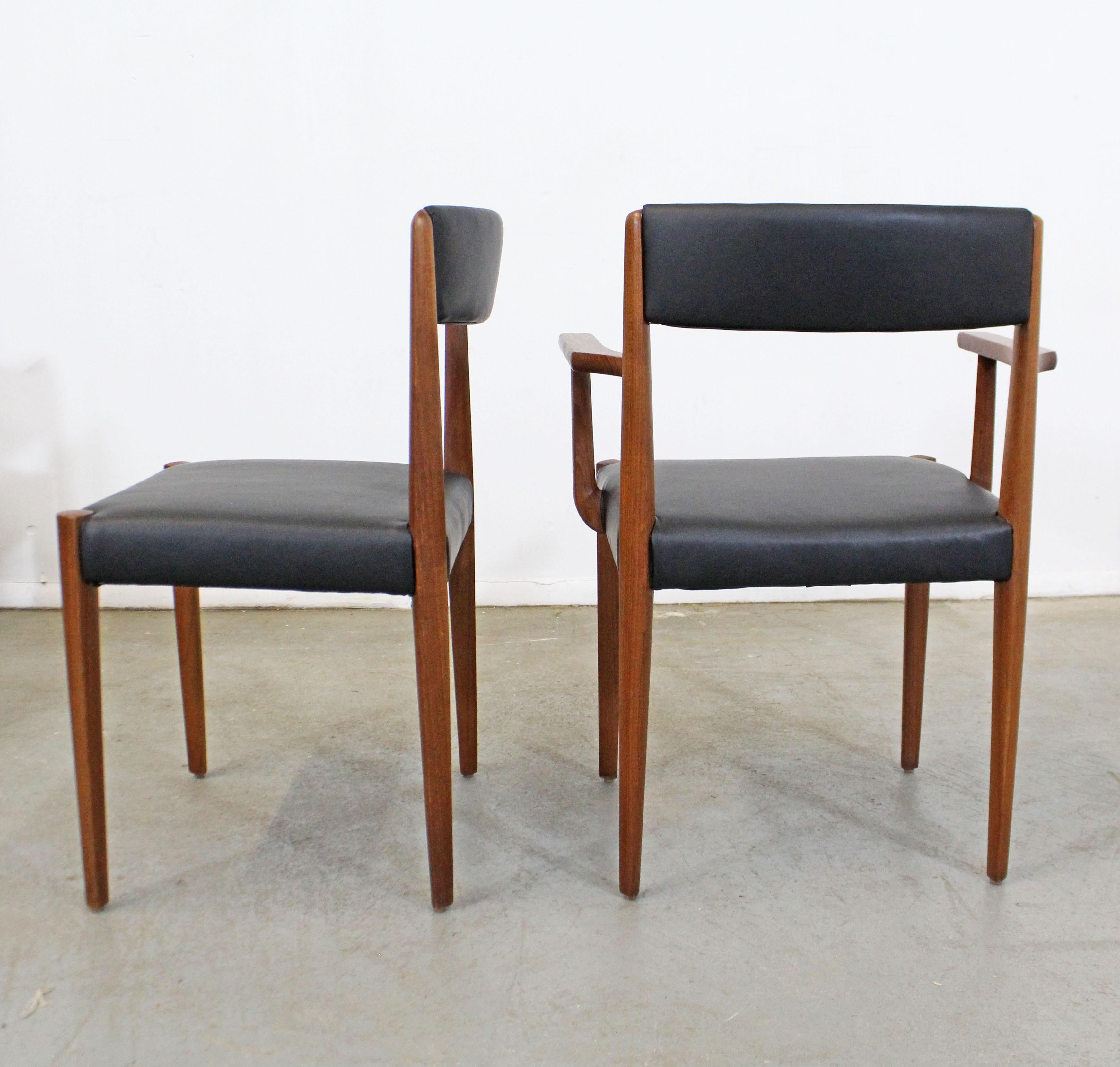 20th Century Set of 6 Danish Modern Povl Dinesen Teak/Leather Dining Chairs