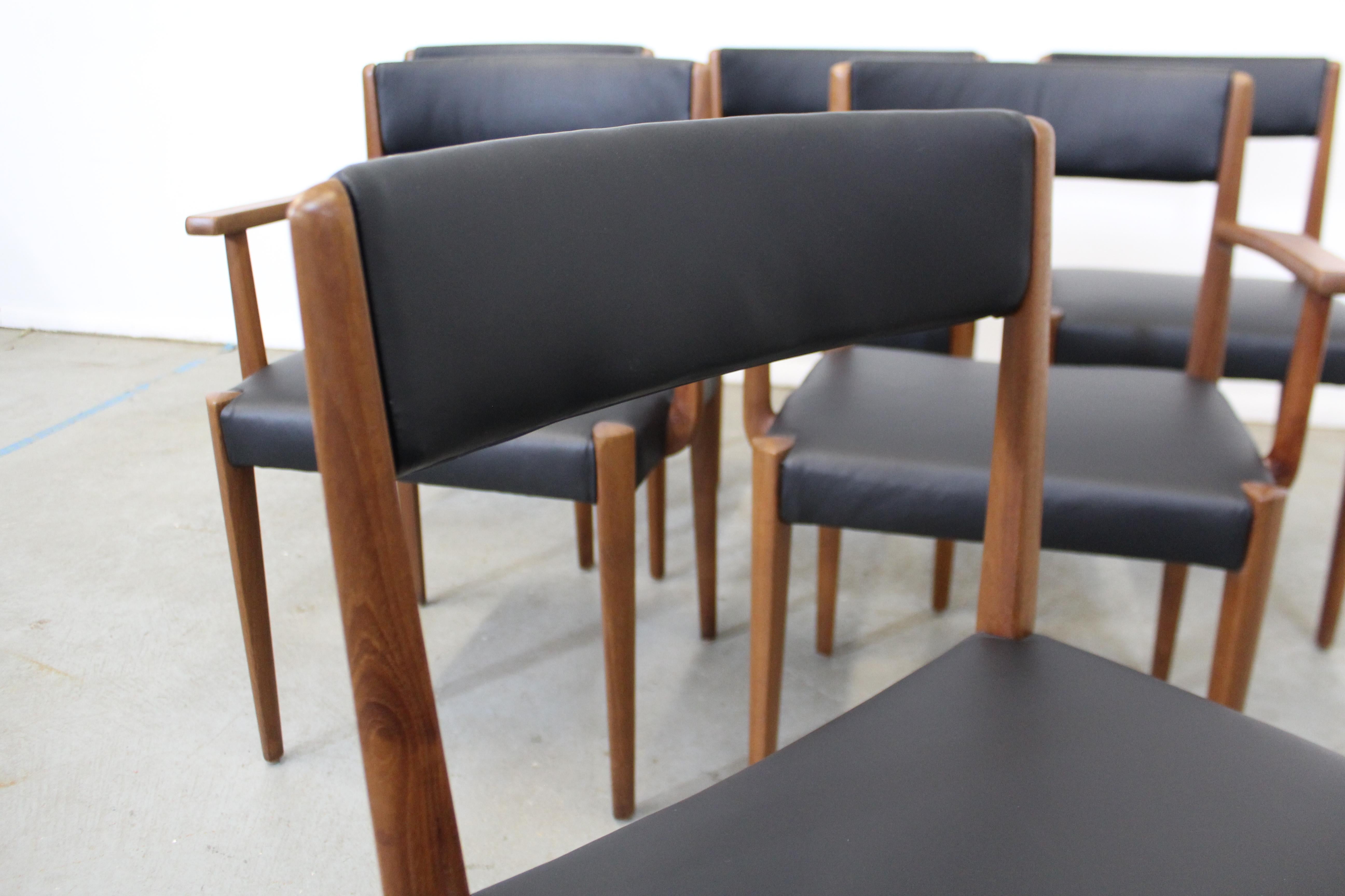 Set of 6 Danish Modern Povl Dinesen Teak/Leather Dining Chairs 1