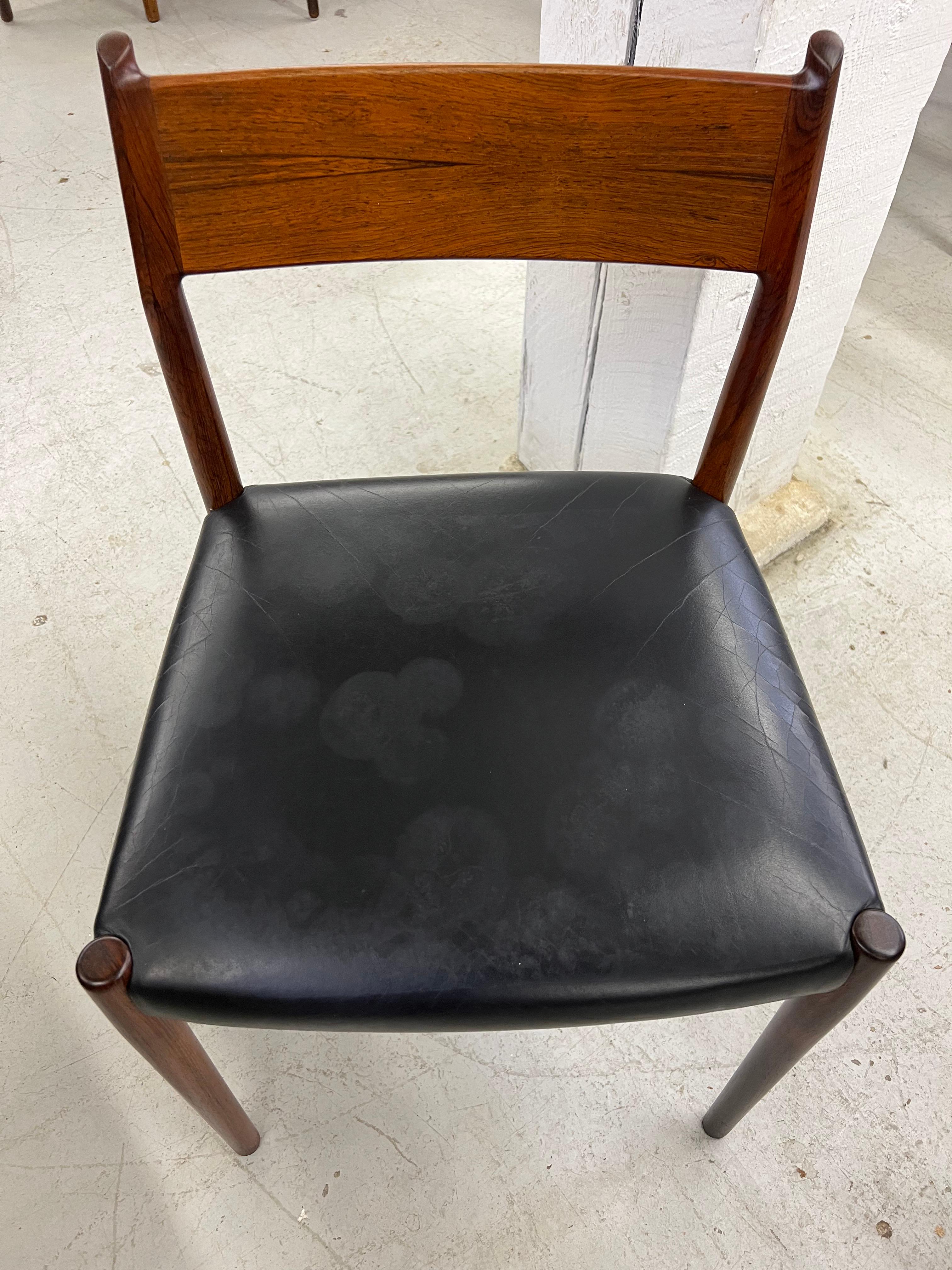 Ensemble de 6 chaises de salle à manger danoises modernes en bois de rose Arne Vodder, modèle 418 en vente 7