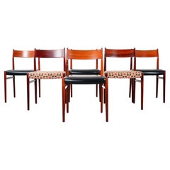 Vintage Set of 6 Danish Modern Rosewood Arne Vodder "Model 418" Dining Chairs