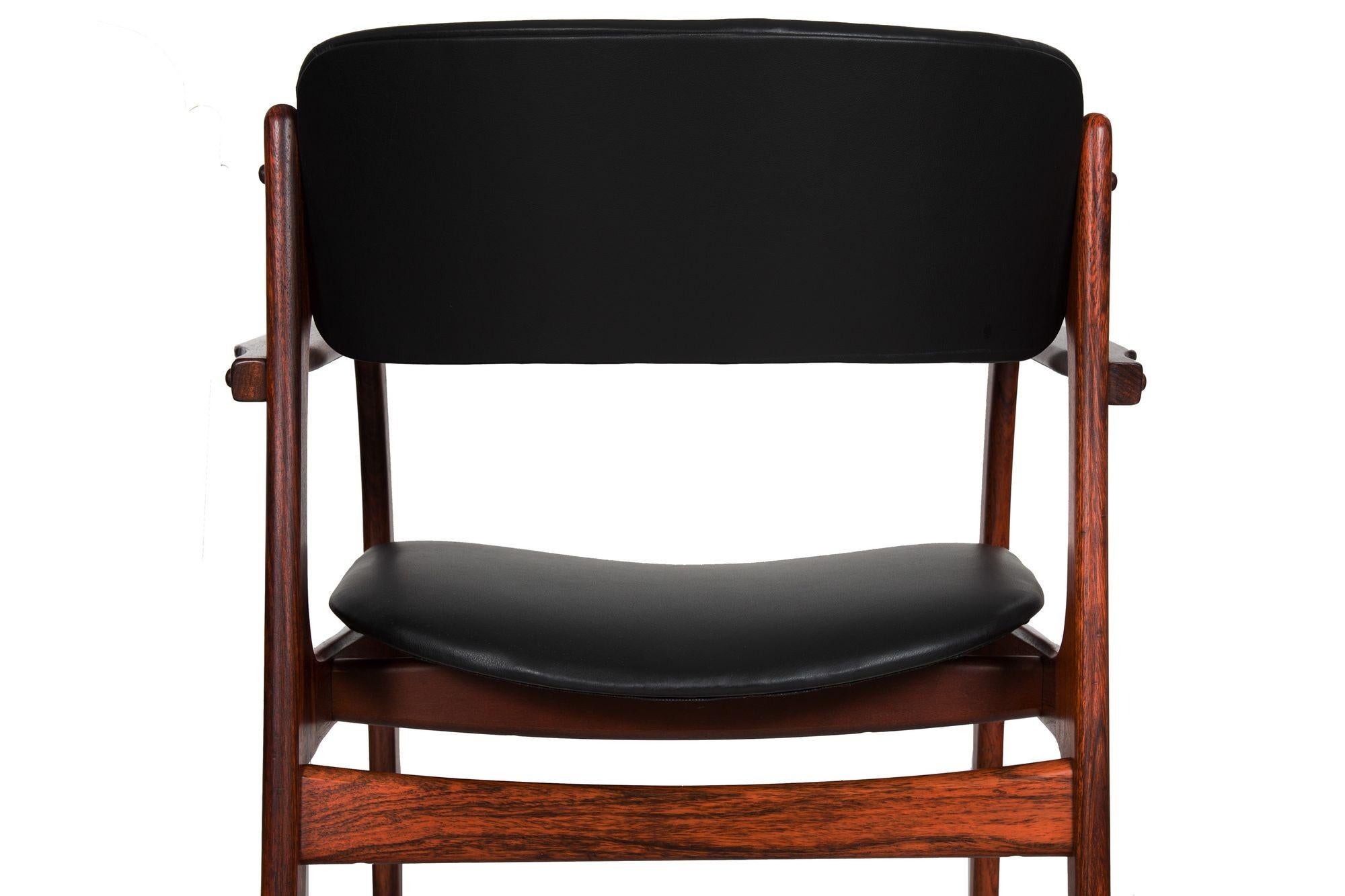 Set of 6 Danish Modern Rosewood Black Leather Dining Chairs by Erik Buch 8