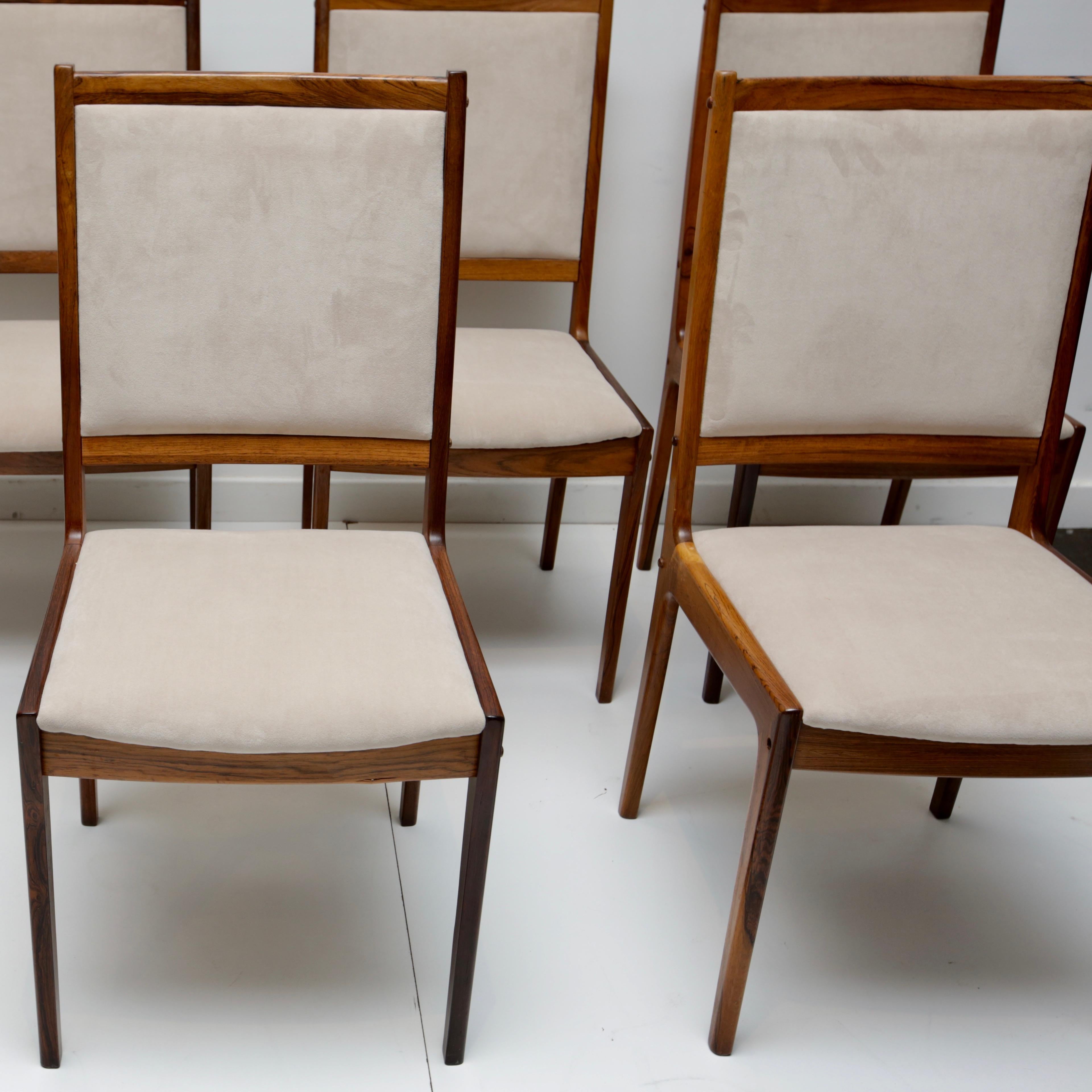 Scandinavian Modern Set of 6 Danish Modern Rosewood Chairs by Bernhard Pedersen