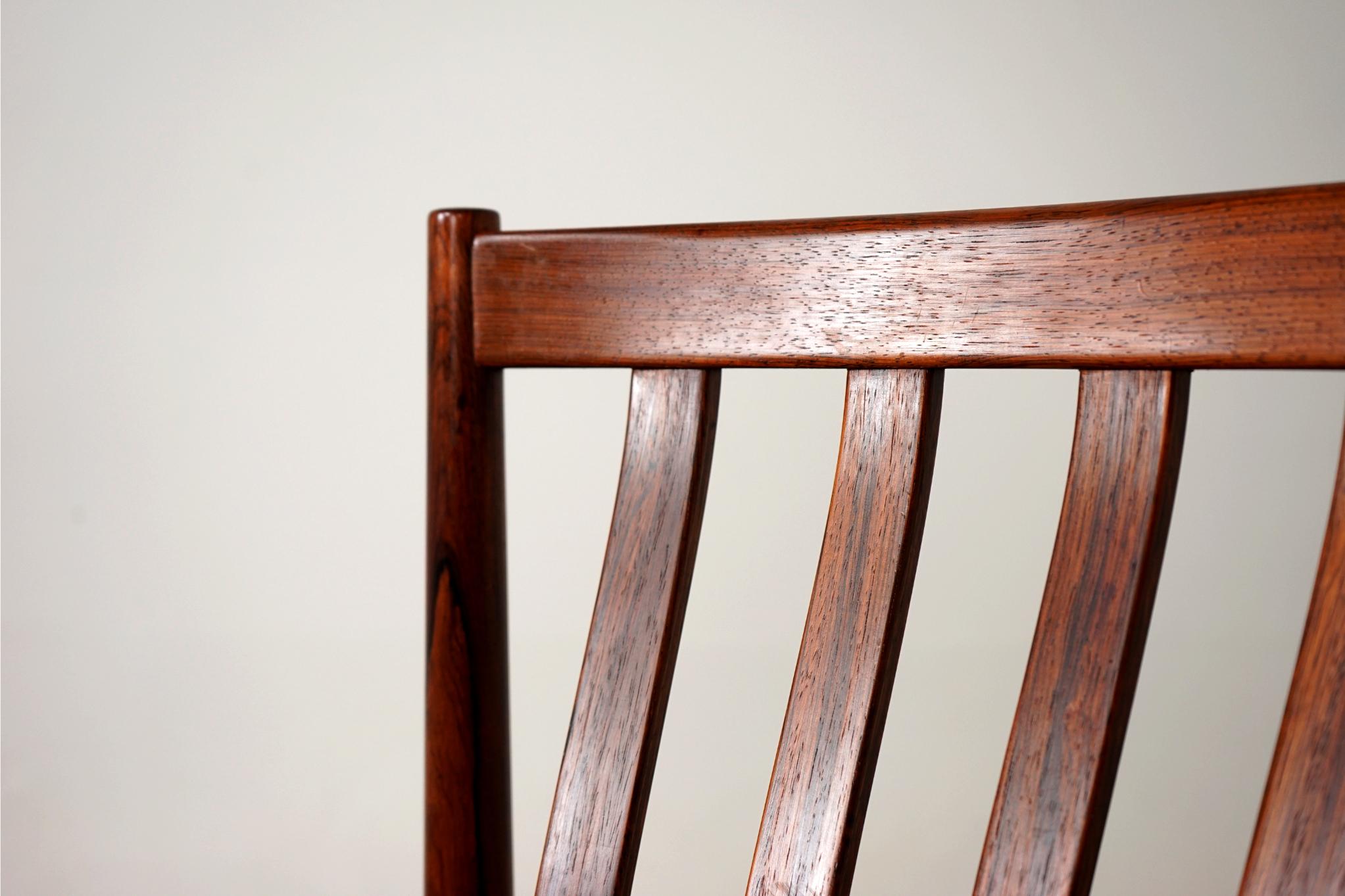Set of 6 Danish Modern Rosewood Dining Chairs by Slagelse Mobelfabrik In Good Condition For Sale In VANCOUVER, CA